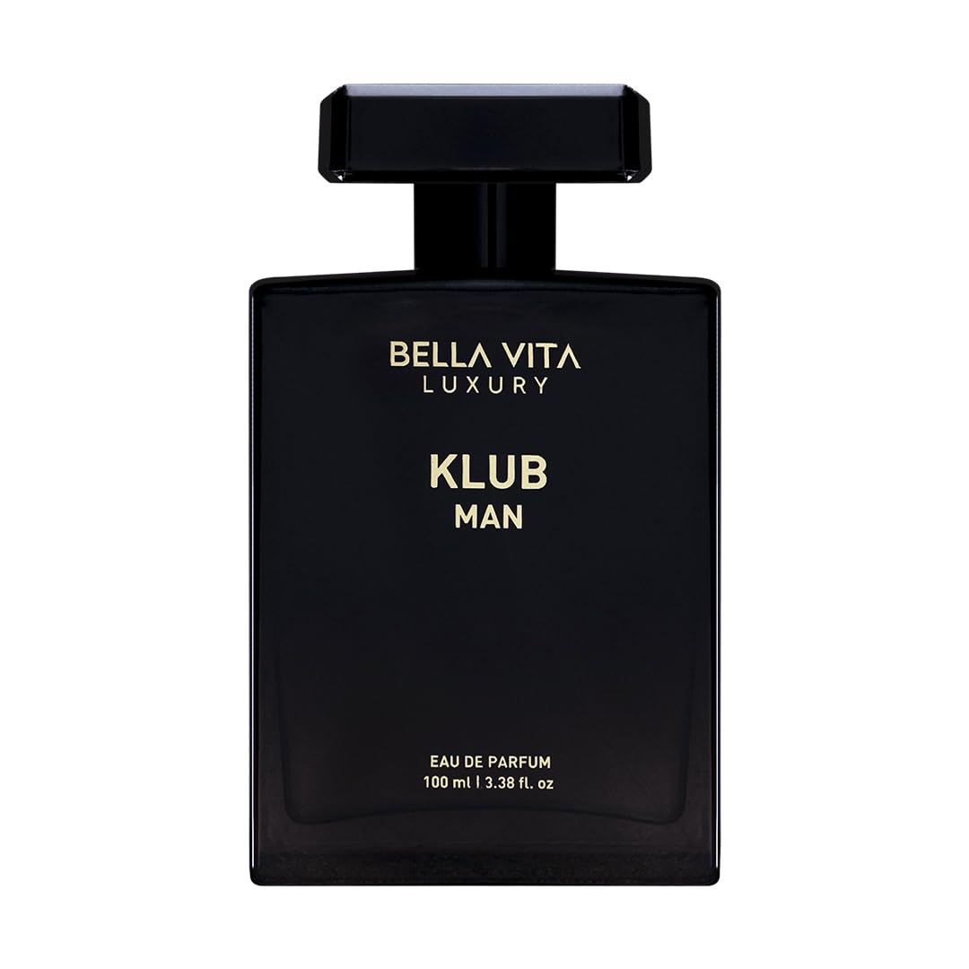 BellaVita Luxury KLUB Men's Eau De Parfum (100ml) | Intense, Masculine Party Perfume for Men | Notes: Lemon, Jasmine, Rose, Musk, Amber and Patchouli | Made with Premium Long-Lasting Perfume Oils
