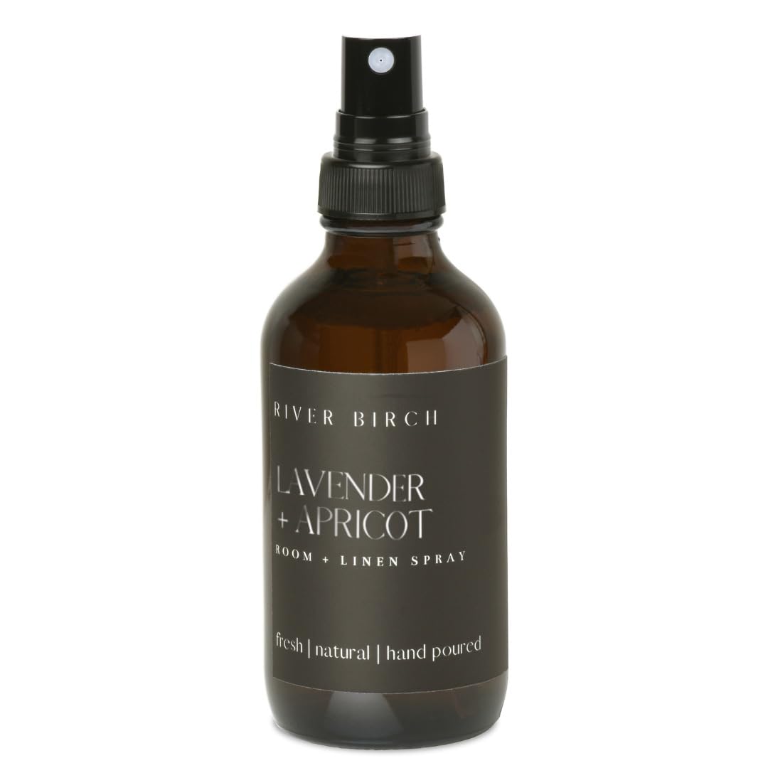 River Birch Lavender Apricot Scented Linen and Room Spray | Home Fragrance | 4 oz Glass Amber Bottle | Luxury Signature Scent | Handmade in Texas