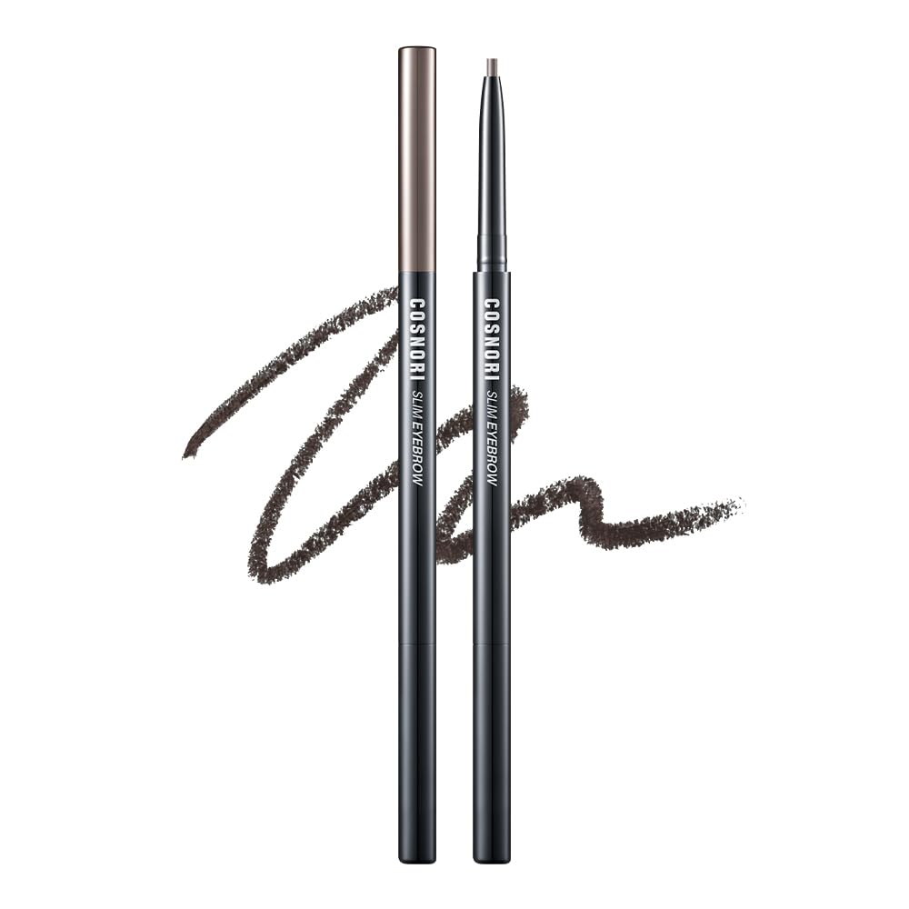 COSNORI Slim Eyebrow Pencil 03 Dark Choco - 2mm Micro-Fine Pencil Brow with Brush, Natural-Looking Brows, Long Lasting & Waterproof, Micro-Slim, Soft drawing, 0.005oz (0.14g)