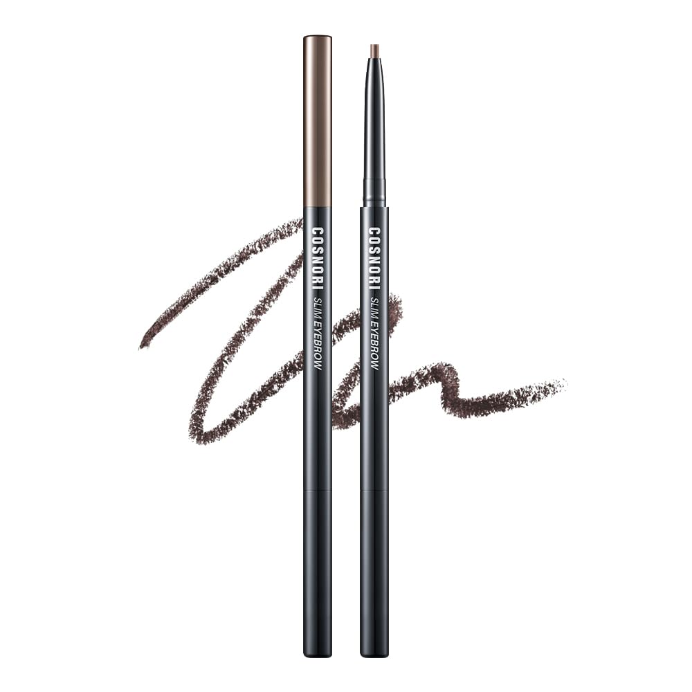 COSNORI Slim Eyebrow Pencil 01 Brownie - 2mm Micro-Fine Pencil Brow with Brush, Natural-Looking Brows, Long Lasting & Waterproof, Micro-Slim, Soft drawing, 0.005oz (0.13g)
