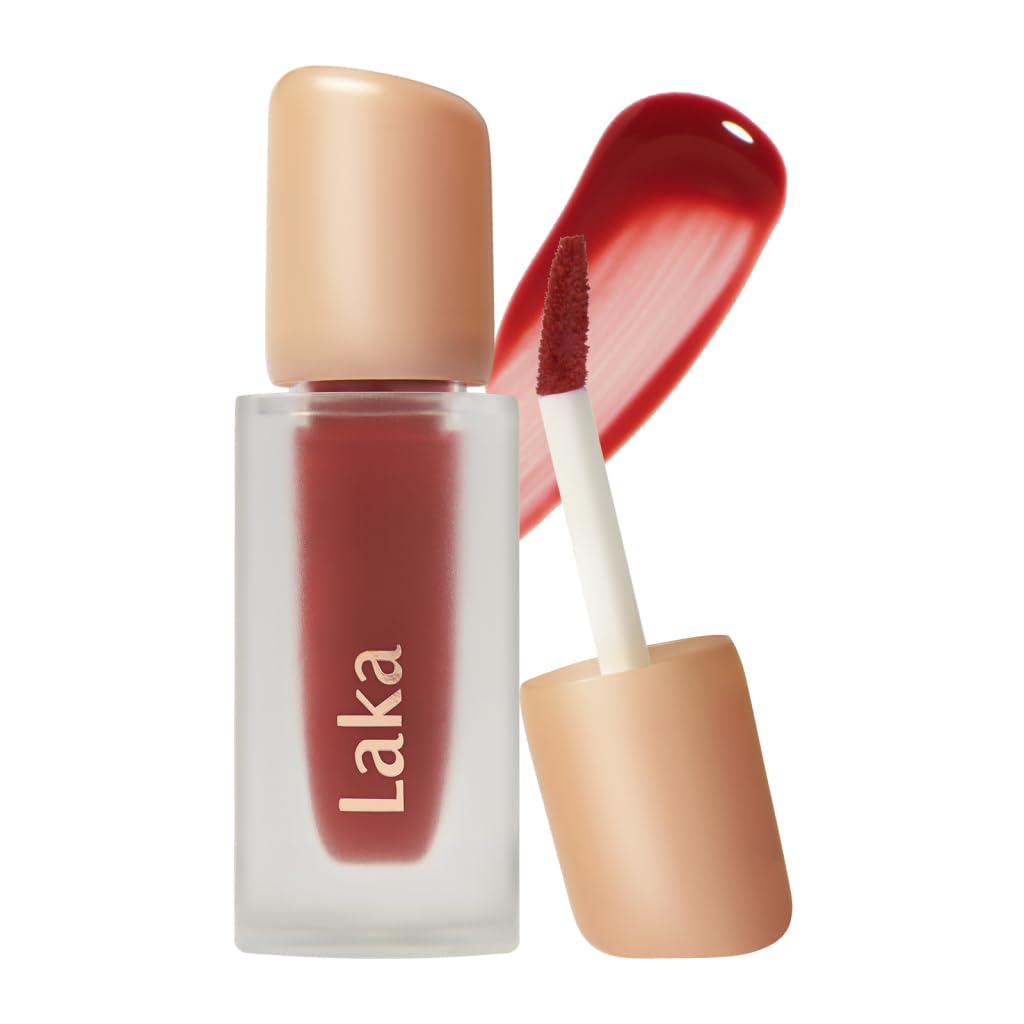Laka Fruity Glam Tint, 4.5g/0.15 oz., Glowing Lip Stain with Wide Color Spectrum, Hydrating & Lightweight Texture, Long-Lasting Bold Stain, Non-Sticky, Vegan, K-Beauty (#104 Cherry)