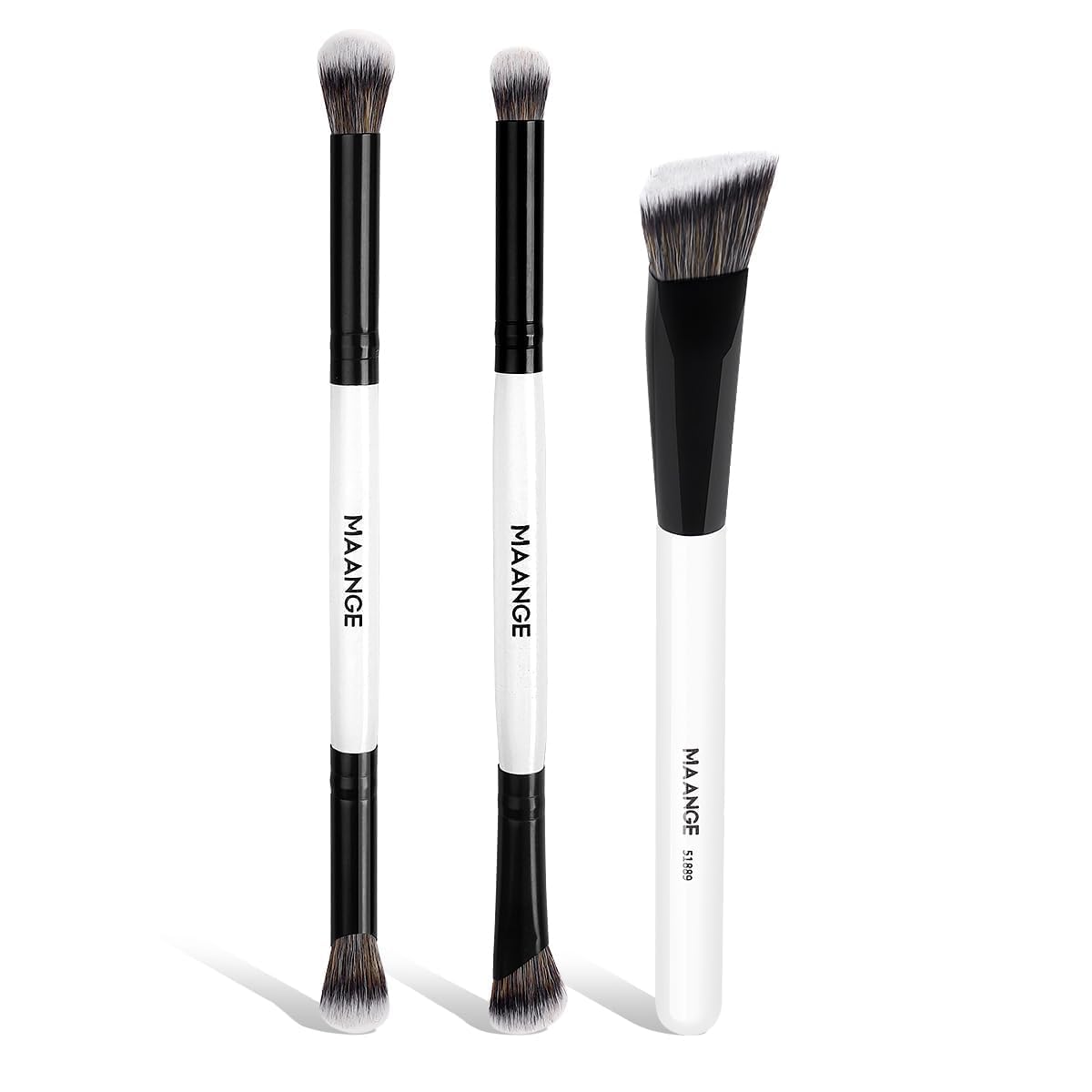 MAANGE 3 PCS Foundation Contour Conceal Brush Set, Makeup Brushes, Eyeshadow Concealer Brushes, Double Sided Blending Eyebrow Brush Professional Face brush Set Tools, For Liquid, Cream, Loose Powder