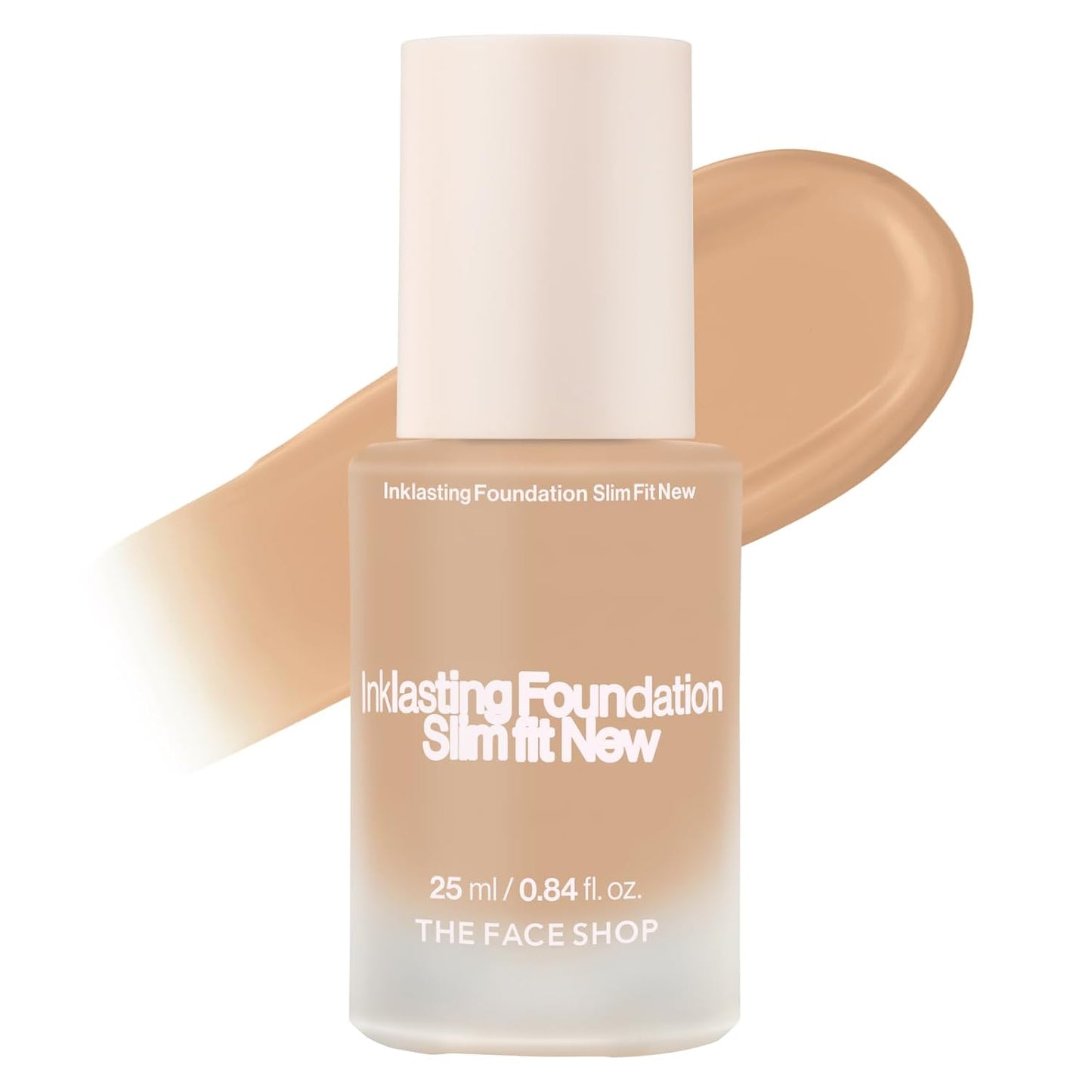 THE FACE SHOP Ink Lasting Liquid Foundation, Full Coverage, 72‑Hour Wear Semi‑Matte Finish, Makeup with Bakuchiol, C210 Cool Sand, 0.84 Fl. Oz.
