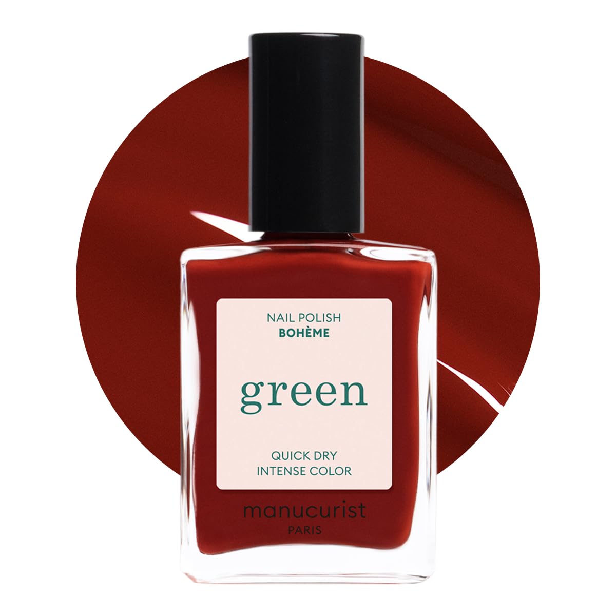 Manucurist Green Boheme - Brownish Red Nail Polish - 9-Free, Vegan and Plant-Based - Quick Dry Manicure - Non Toxic - Made in France - 0.5 fl oz