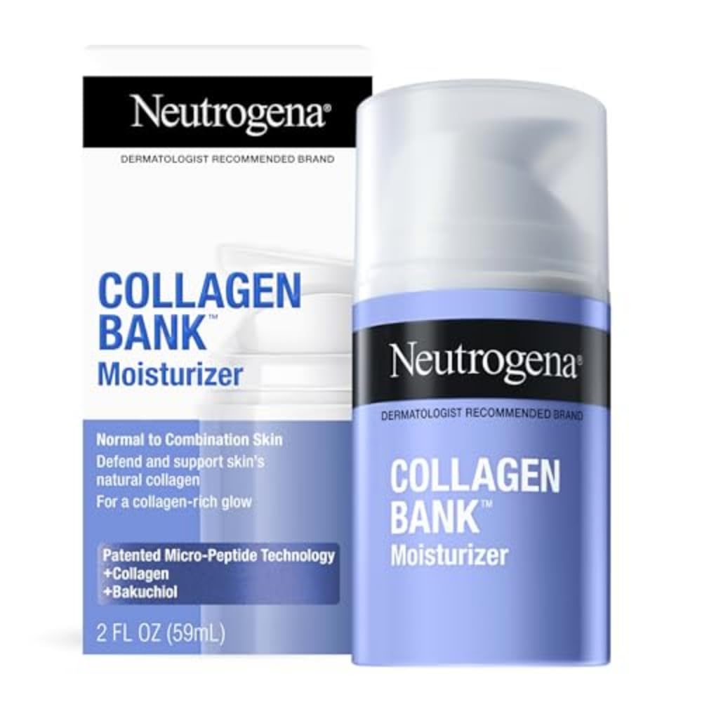 Neutrogena Collagen Bank Face Moisturizer, Daily Anti-Aging Face & Neck Firming Collagen Cream, Bakuchiol & Micro-Peptides Face Lotion, Support Skin’s Natural Collagen for Visibly Plump Skin, 2 fl. oz