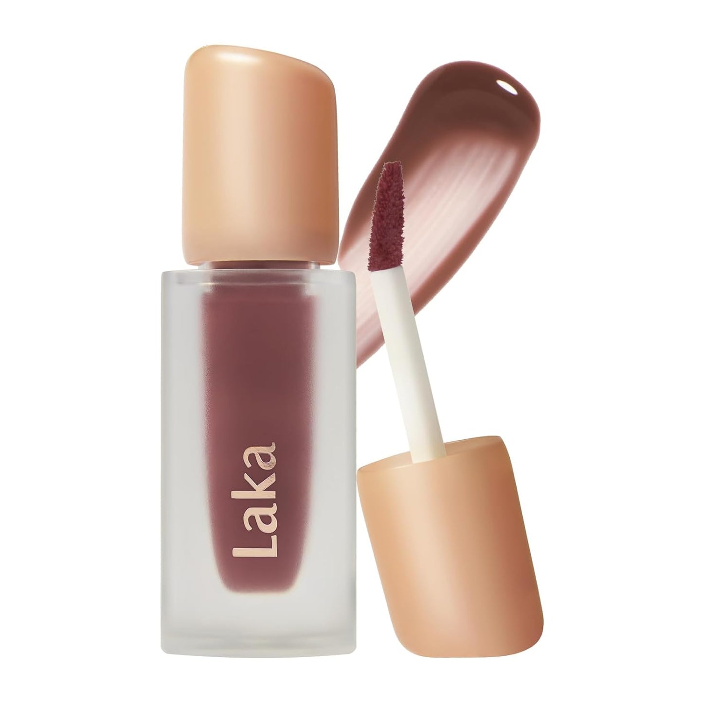 Laka Fruity Glam Tint, 4.5g/0.15 oz., Glowing Lip Stain with Wide Color Spectrum, Hydrating & Lightweight Texture, Long-Lasting Bold Stain, Non-Sticky, Vegan, K-Beauty (#121 Ash Nut)