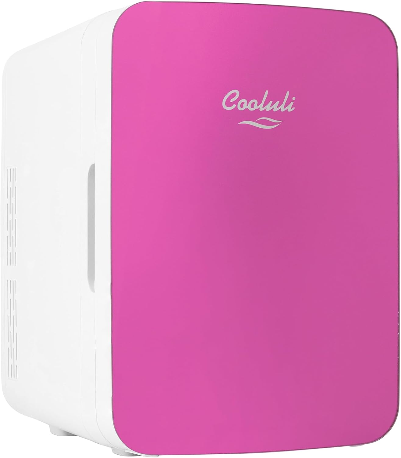 Cooluli 10L Mini Fridge for Bedroom, Car, Office Desk & Dorm - Portable Thermoelectric Cooler & Warmer for Food, Drinks, Skincare - Compact Refrigerator with Glass Front, Pink