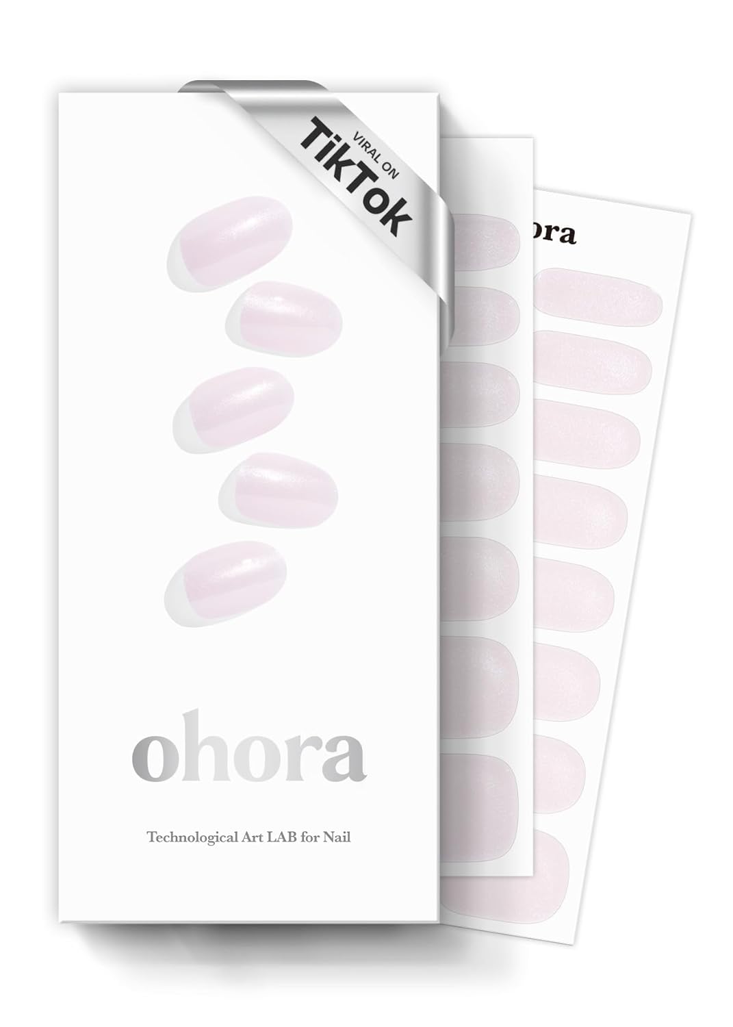 ohora Semi Cured Gel Nail Strips (N Glazed Donut) - White, Solid, Works with Any UV/LED Lamps, Salon-Quality, Long Lasting, Easy to Apply & Remove - Includes 2 Prep Pads, Nail File & Wooden Stick