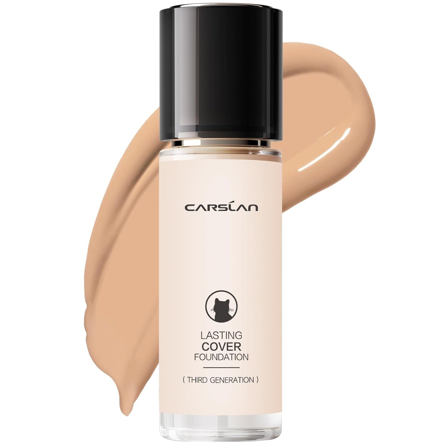 CARSLAN Lasting Cover Foundation, 24H Longlasting Full Coverage Matte Finish Face Makeup, Poreless, Lightweight, Waterproof, Oil Free Liquid Foundation, M01