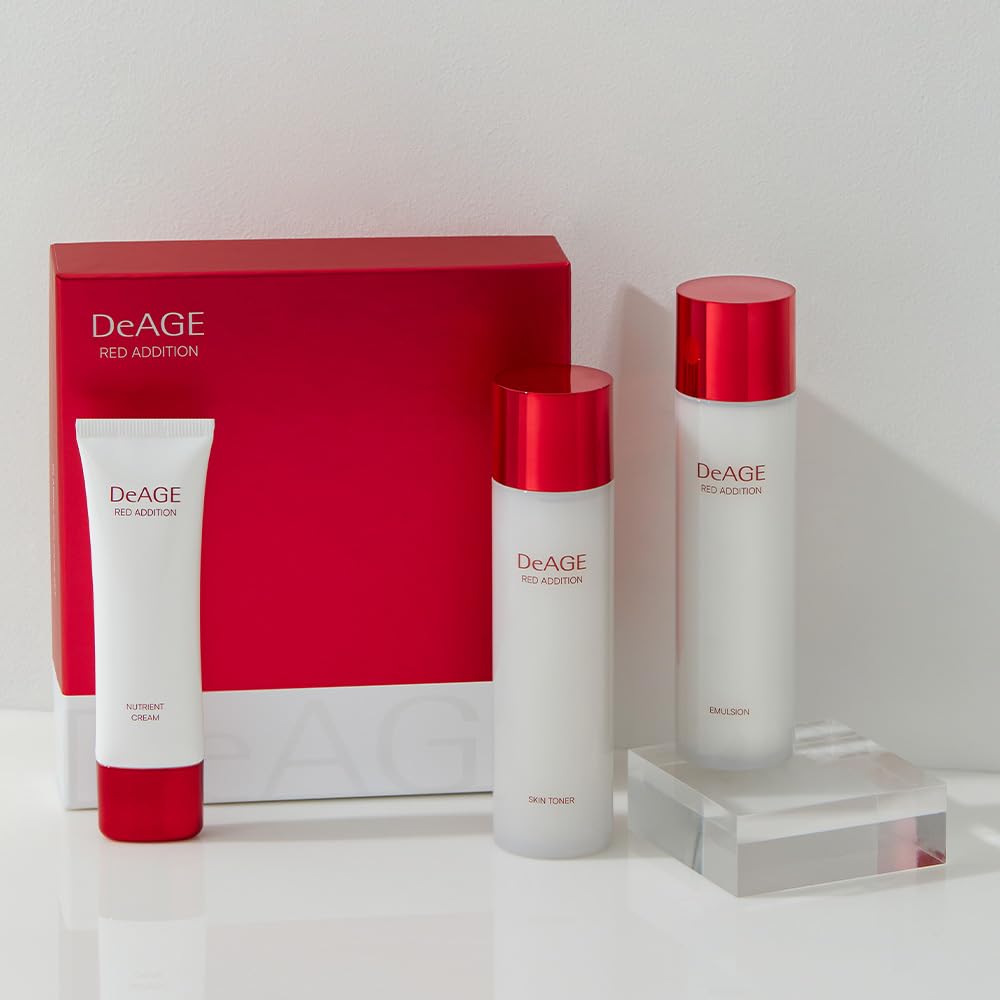 CHARMZONE DeAge Red Addition Classic Skin Care Set (New Version) โ 3-Piece Anti-Aging Kit with Toner, Emulsion & Cream โ Red Wine, Pomegranate & Tomato for Hydration, Firming & Radiance
