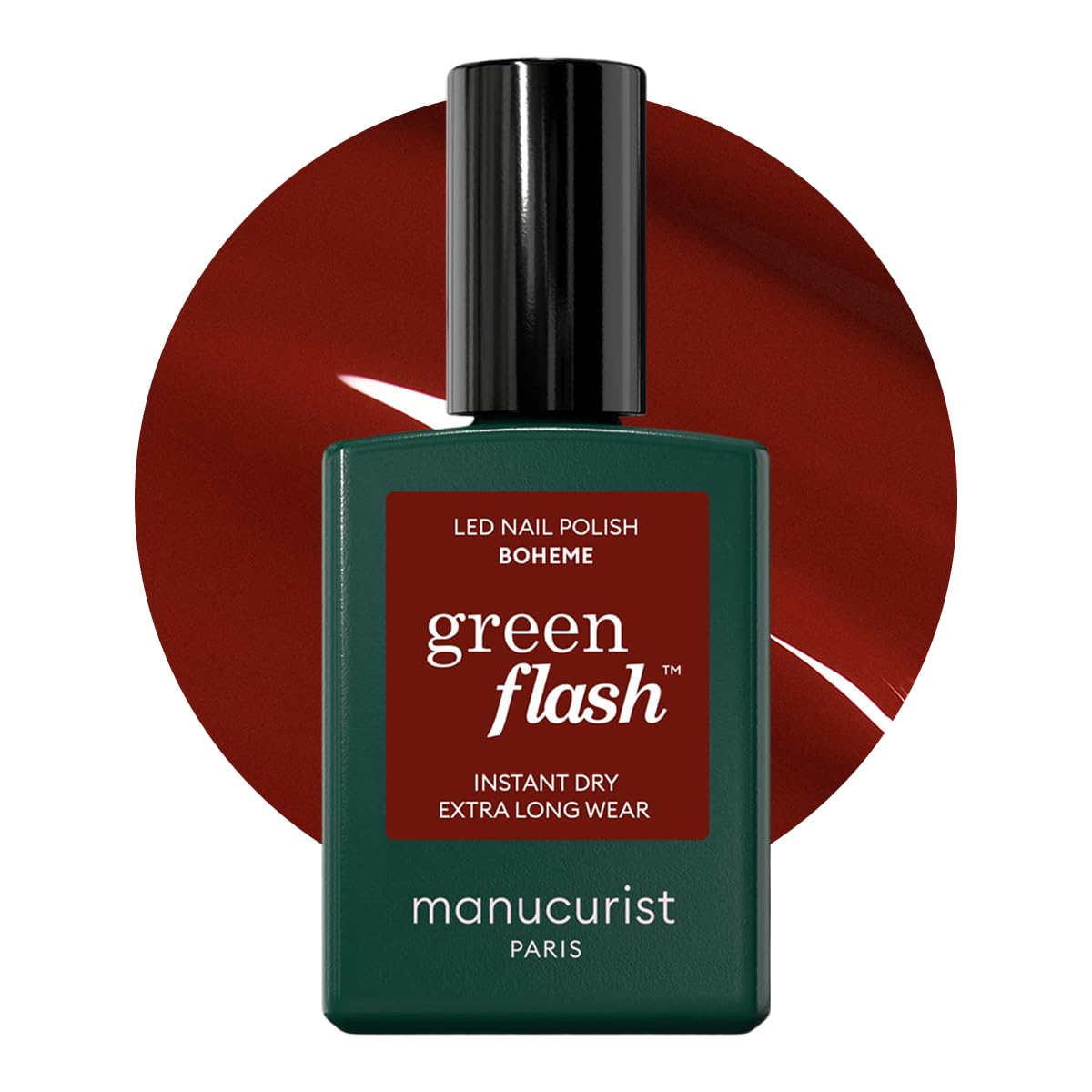 Manucurist Green Flash LED Boheme Gel Nail Polish - Vegan, 12-Free, Plant-Based Gel Polish - Strengthens and Protects the Nail - Made in France - 0.5 fl oz