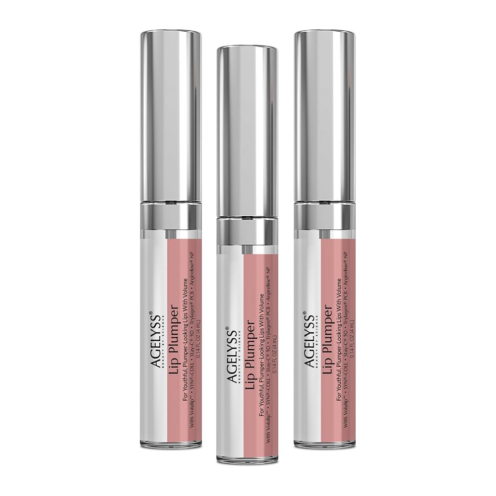 Agelyss Lip Plumper - Deep Hydration - Lip Volume, Collagen Boost, Plumping - Paraben-Free, Cruelty-Free, Vegan - .14 FL OZ - Pack of 3