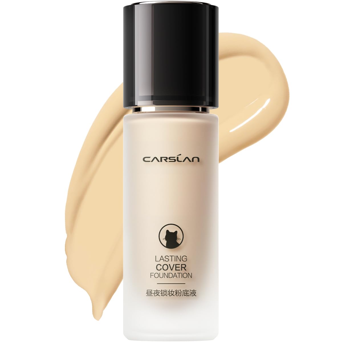 CARSLAN Lasting Cover Foundation, 24H Longlasting Full Coverage Matte Finish Face Makeup, Poreless, Lightweight, Waterproof, Oil Free Liquid Foundation, W01