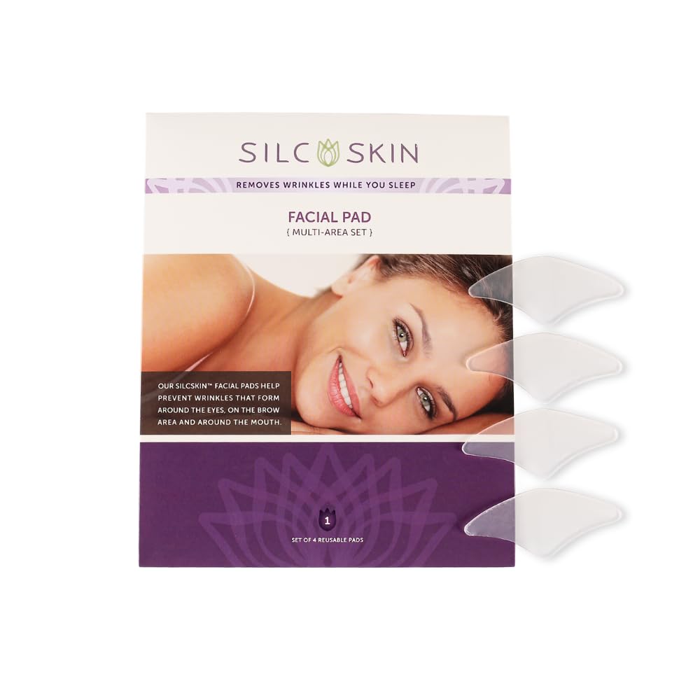 SilcSkin Facial Pad - Multi-Area Set Reusable Pads - Self-Adhesive Silicone Facial Patches - Wrinkle Patches for Eyes - 4 Reusable Facial Pads