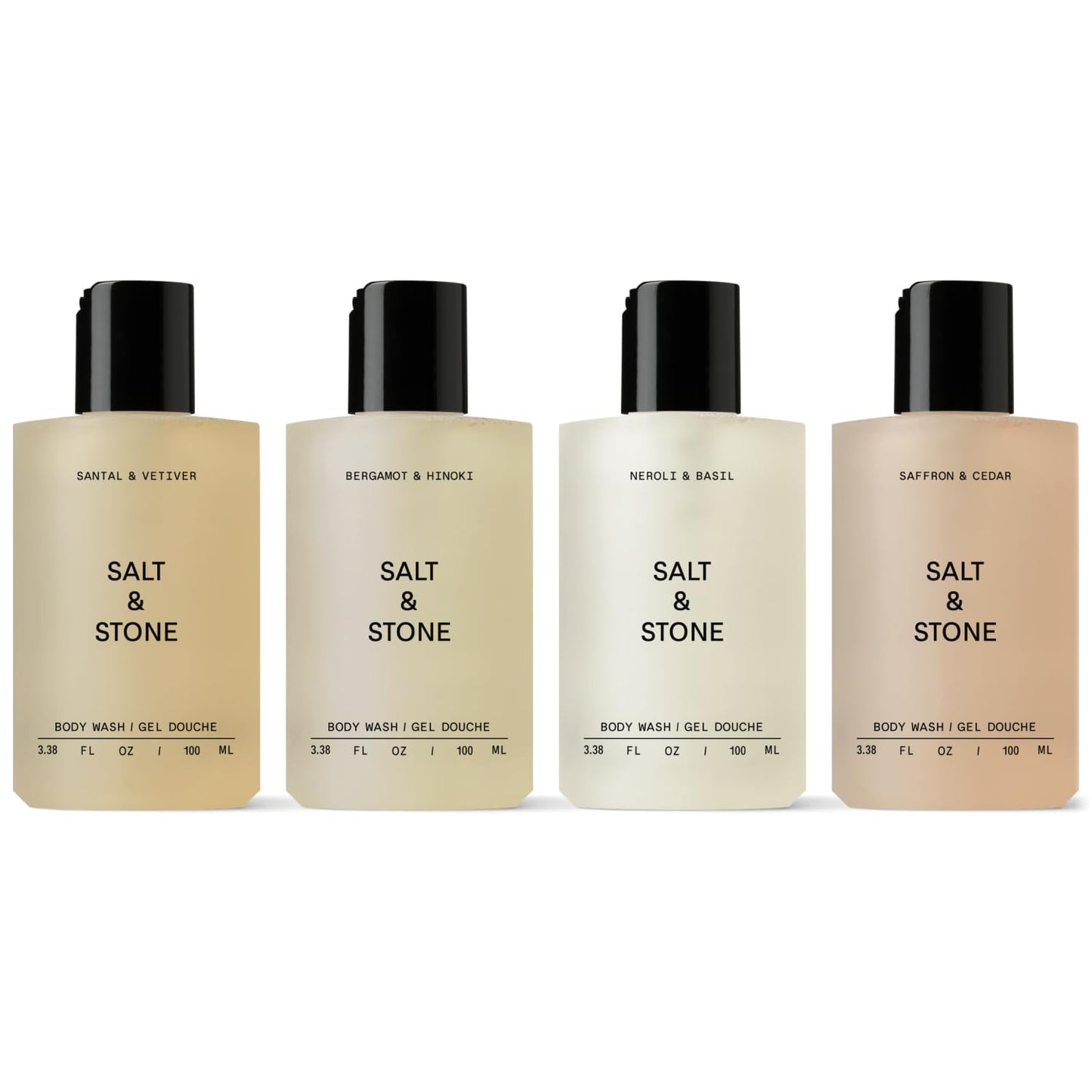 Salt & Stone Body Wash Mini Discovery Set | For Women & Men, Sulfate, Paraben, & Dye Free, Leaves Skin Soft and Hydrated | Antioxidants for Deep Moisture | Travel-Sized Body Wash