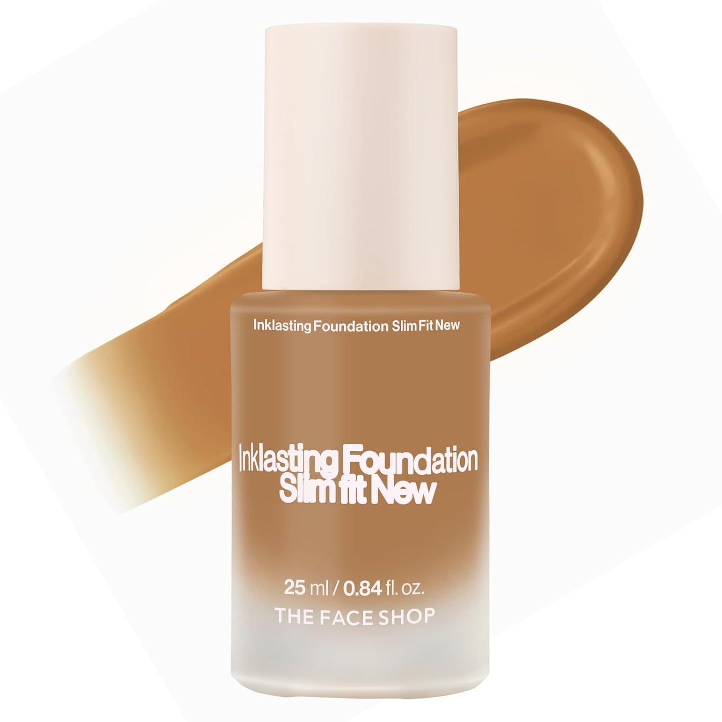 THE FACE SHOP Ink Lasting Liquid Foundation, Full Coverage, 72‑Hour Wear Semi‑Matte Finish, Makeup with Bakuchiol, W410 Walnut, 0.84 Fl. Oz.