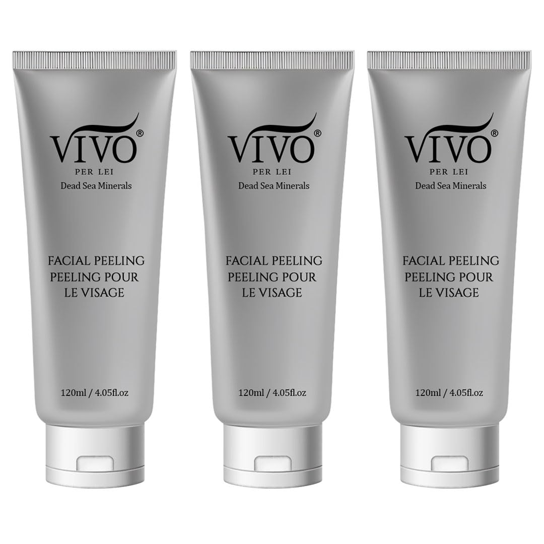 Vivo Per Lei Facial Peeling Gel - Face Peel with Dead Sea Minerals - Gentle Exfoliating Gel for Face - 4.05 Fl Oz - Pack of 3