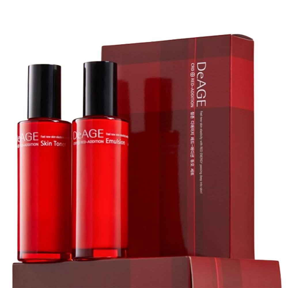 CHARMZONE DeAge Red Addition (New Version) Korean Skincare Set â Anti-Aging Toner & Emulsion Duo (100ml / 3.38 fl.oz Each) with Red Wine, Pomegranate & Tomato for Hydration, Firming & Radiance