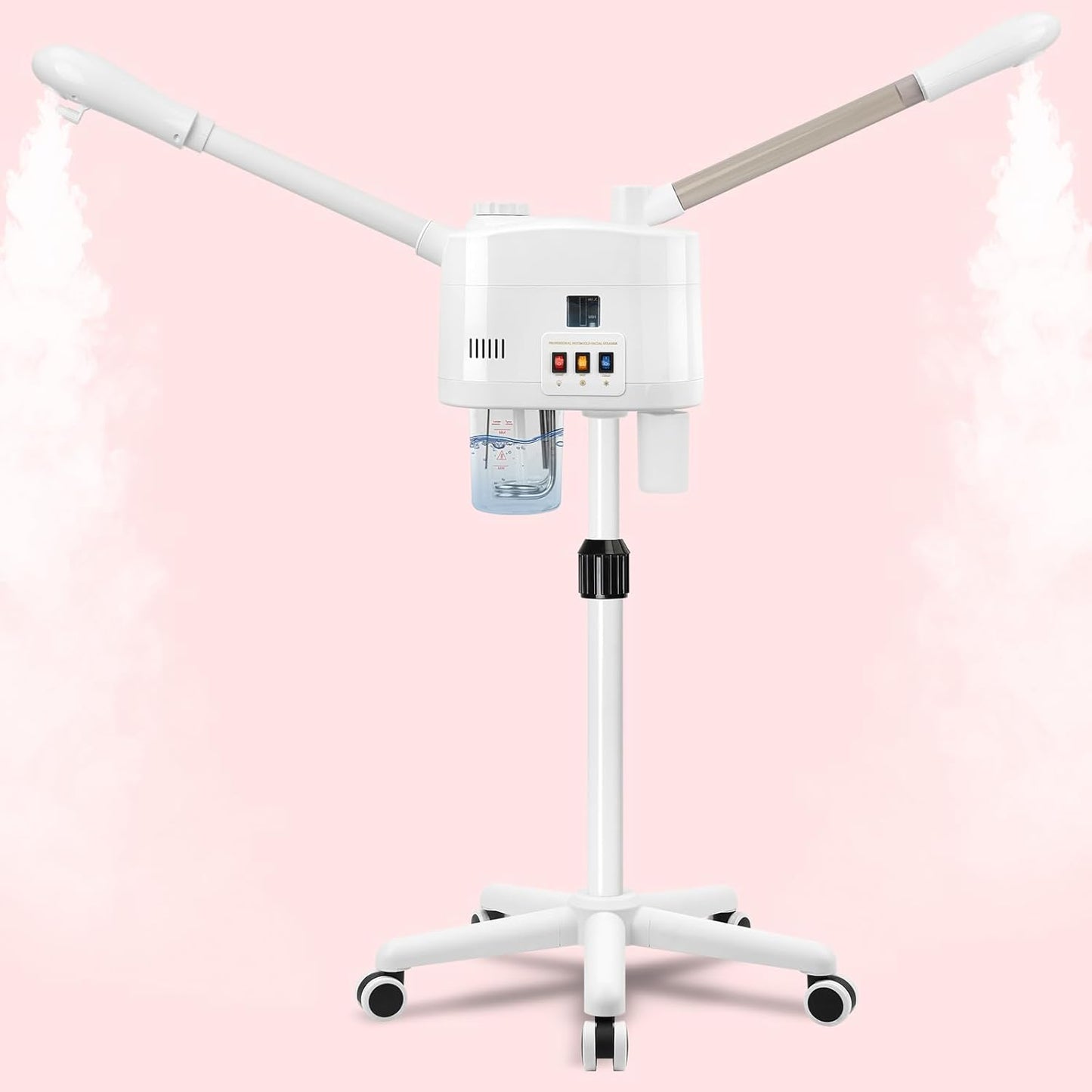 Professional Facial Steamer, 2 in 1 Face Steamer with Cold & Hot Mist, Ozone Facial Steamer with Timer Function, Stand Face Steamer Adjustable Height for Spa, Salon and at Home use