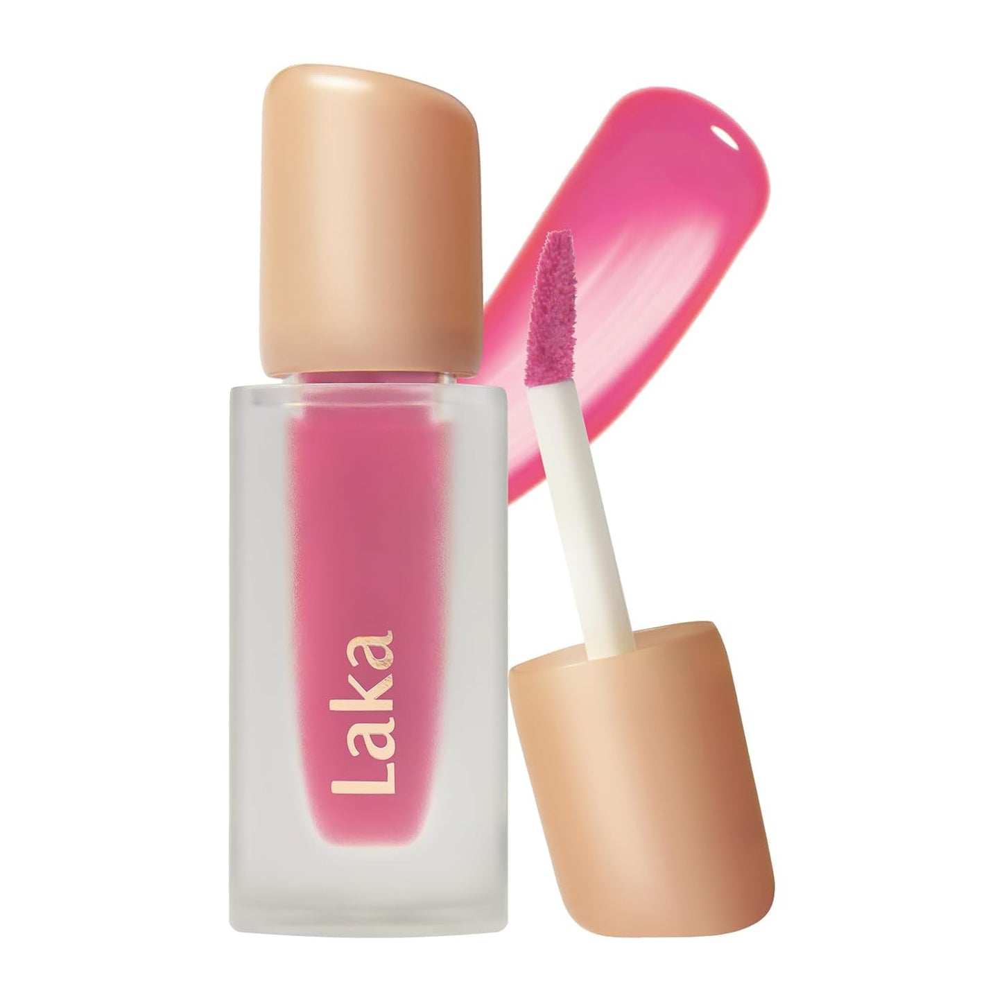 Laka Fruity Glam Tint, 4.5g/0.15 oz., Glowing Lip Stain with Wide Color Spectrum, Hydrating & Lightweight Texture, Long-Lasting Bold Stain, Non-Sticky, Vegan, K-Beauty (#112 Ping-Pong)