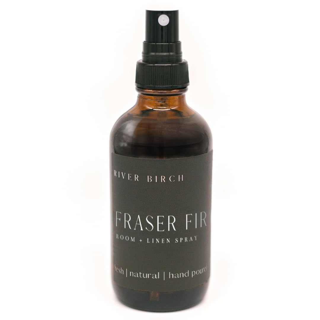 River Birch Fraser Fir Scented Linen and Room Spray | Home Fragrance | 4 oz Glass Amber Bottle | Luxury Signature Scent | Handmade in Texas