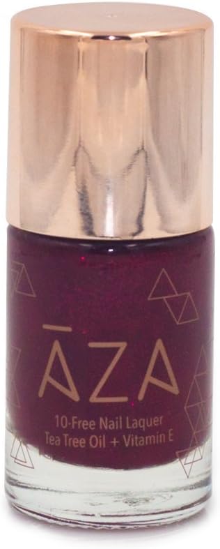 AZA Nail Polish - Vegan, 10-Free, Cruelty-Free, Non-Toxic, Chip Resistant, Fast Drying, Gel Like, Deep Festive Sparkly Red, Gorgeous Shades (On Fire)