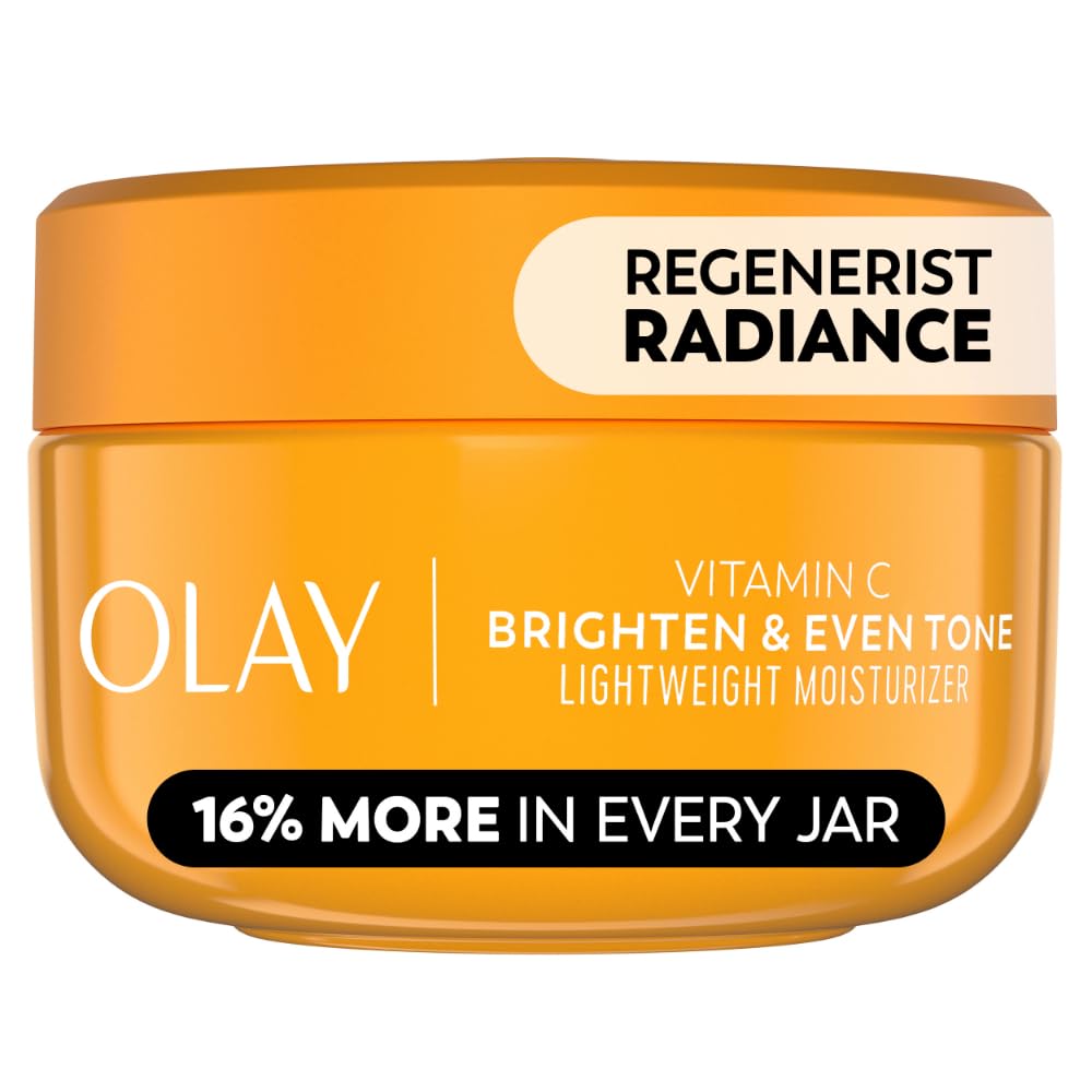 Olay Vitamin C Face Moisturizer, Bright & Even Lightweight Cream for Women - Brightens, Hyrdates, Evens Tone & Texture, Glowing Skin Care - Recyclable Sustainable Eco Jar, Non-Greasy, 2 Oz