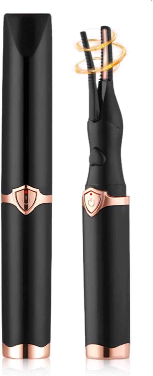 Electric Eyelash Curlers, Upgrade Heated Eyelash Curler with USB Charging, Portable Eyelash Styling Tool for Natural Look, Black Eyelash Curler for Women (Black)