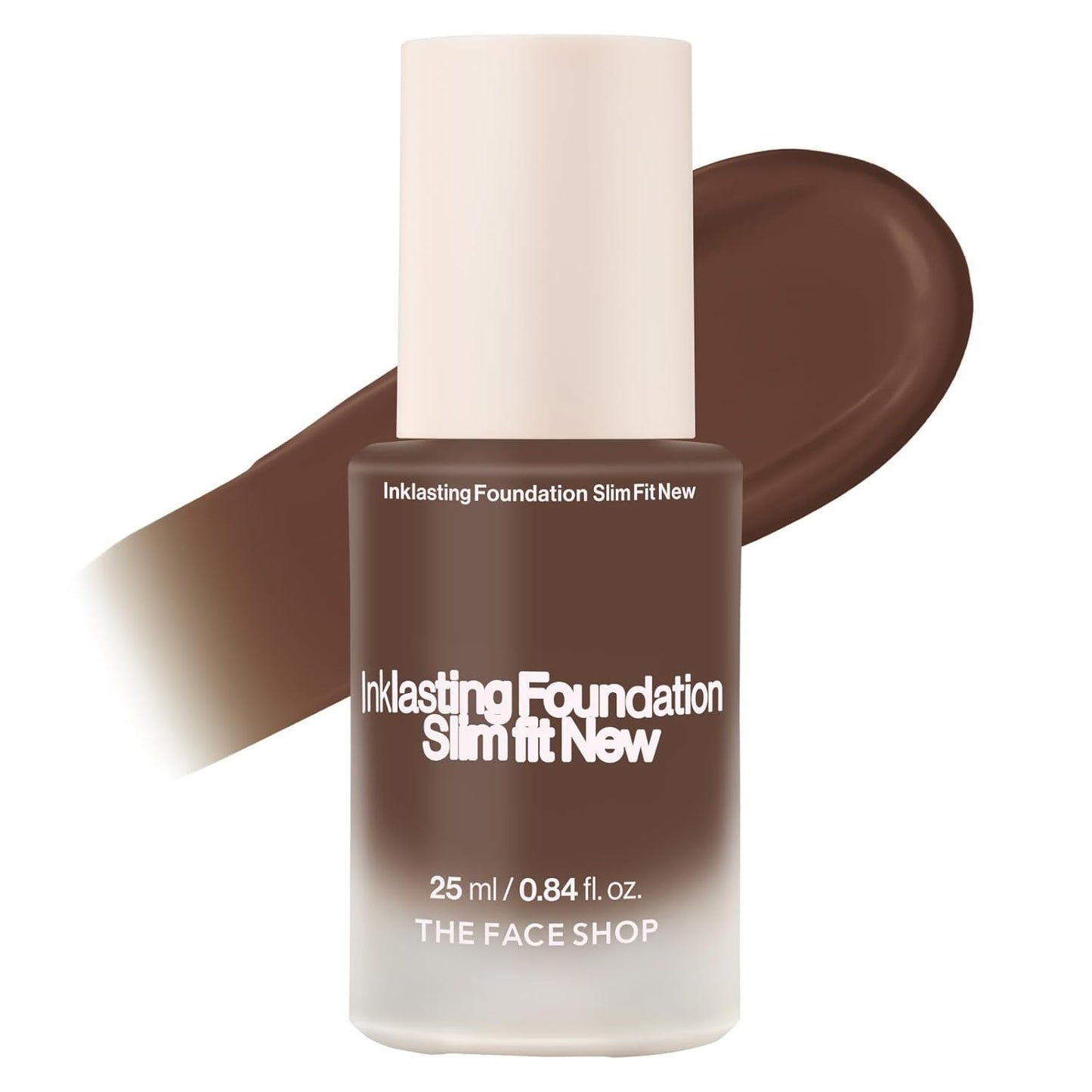 THE FACE SHOP Ink Lasting Liquid Foundation, Full Coverage, 72‑Hour Wear Semi‑Matte Finish, Makeup with Bakuchiol, N710 Espresso, 0.84 Fl. Oz.