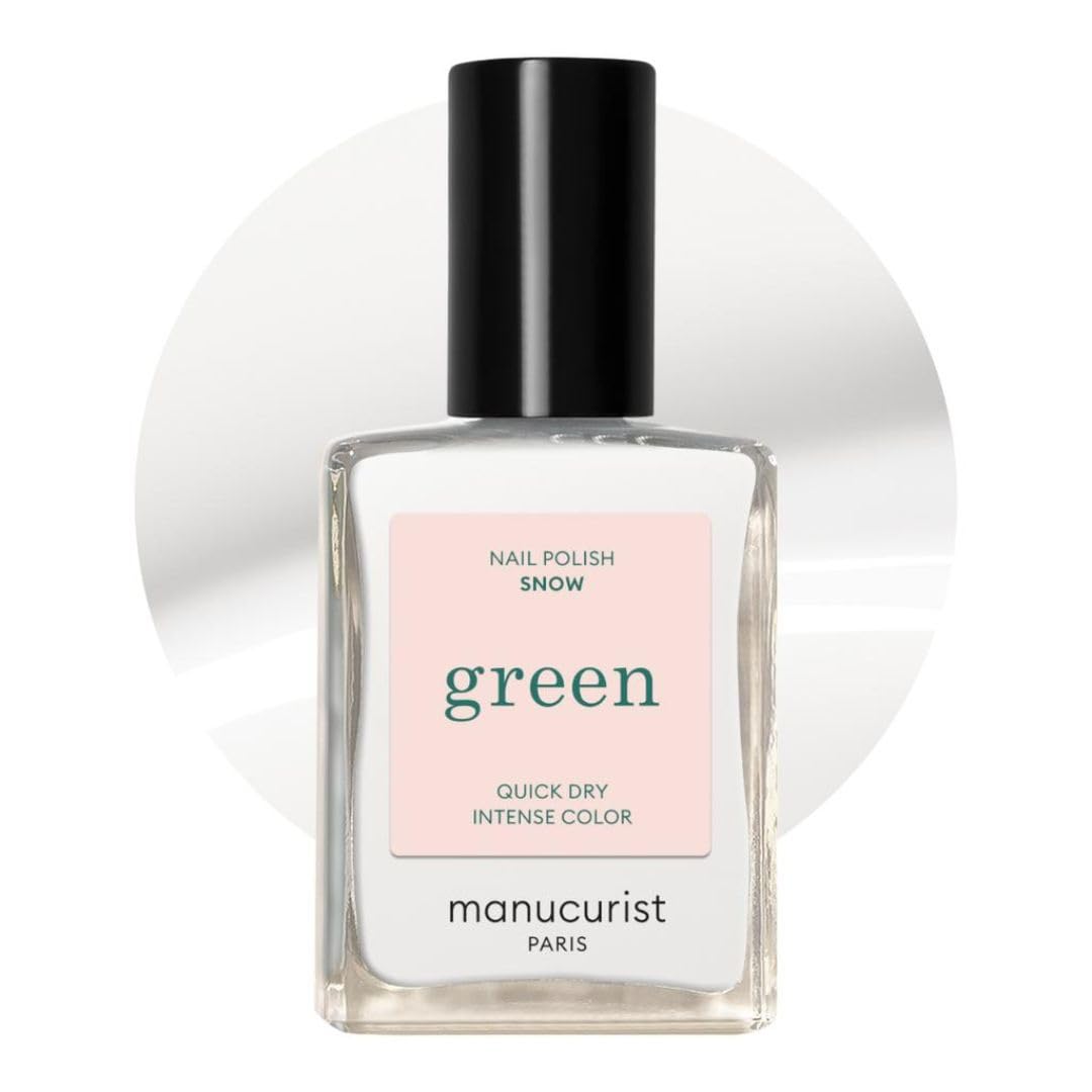 Manucurist - Green Snow Nail Polish - White - 9-Free, Vegan and Plant-Based - Quick Dry Nail Polish Manicure - Made in France - 0.5 fl oz