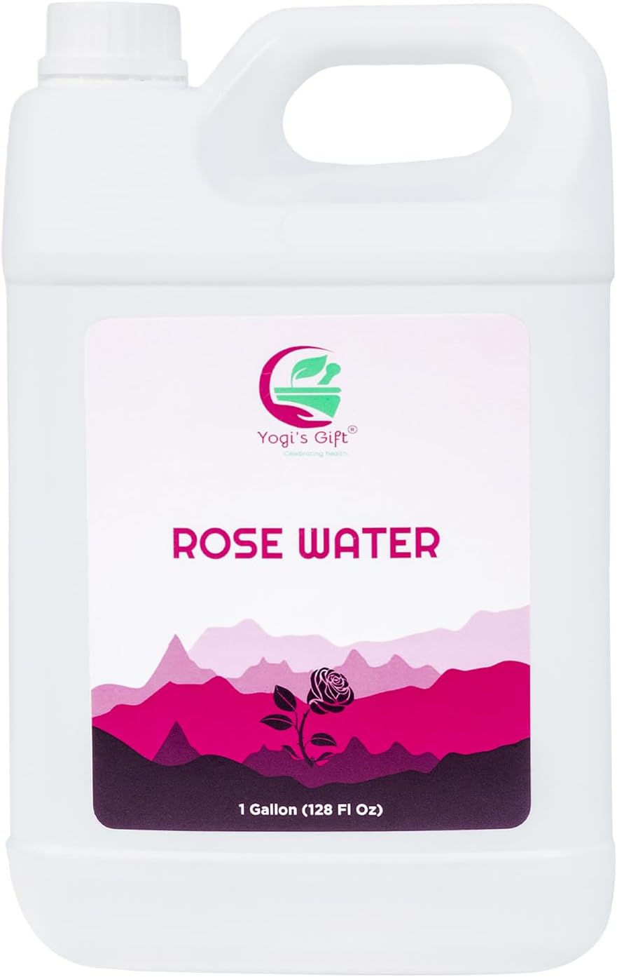 100% Pure Rose Water 1 Gallon (128 fl oz) | for Face & Hair | Alcohol Free & Artificial Coloring Free | by Yogi's Gift®