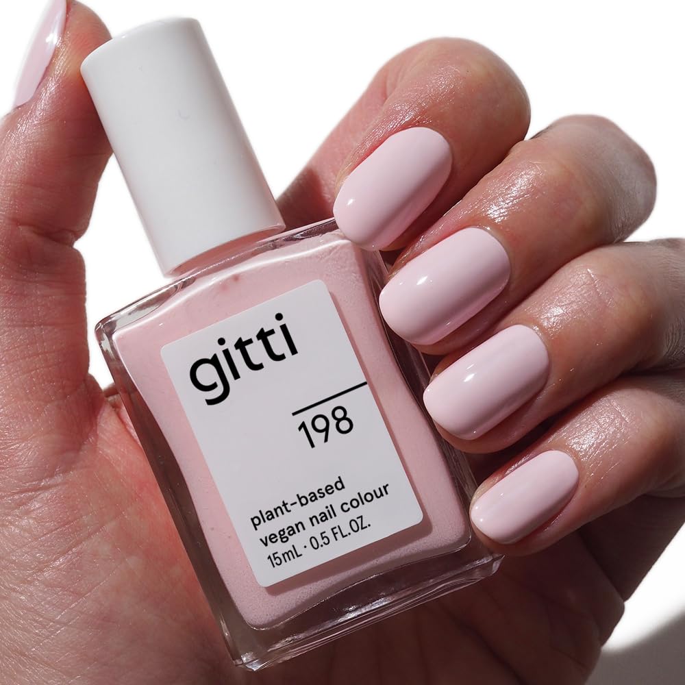 gitti Plant-based Nail Polish I Non-Toxic, 30-Free, Based On Natural Origin Ingredients, Cruelty-Free, Vegan, High Performance Colors, Glossy Finish, Shade no. 198 Blossom Blush (0.5 fl oz)