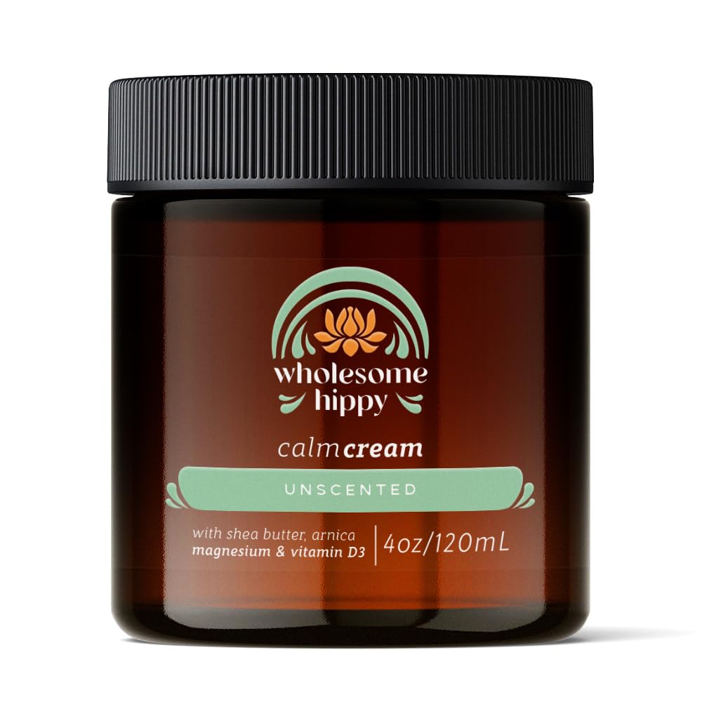 WHOLESOME HIPPY Calm Cream – Unscented Body Butter with Magnesium, Vitamin D3, Shea, Arnica & Turmeric – Vegan Hydrating Moisturizer for Sensitive Skin & Self-Care – 4oz