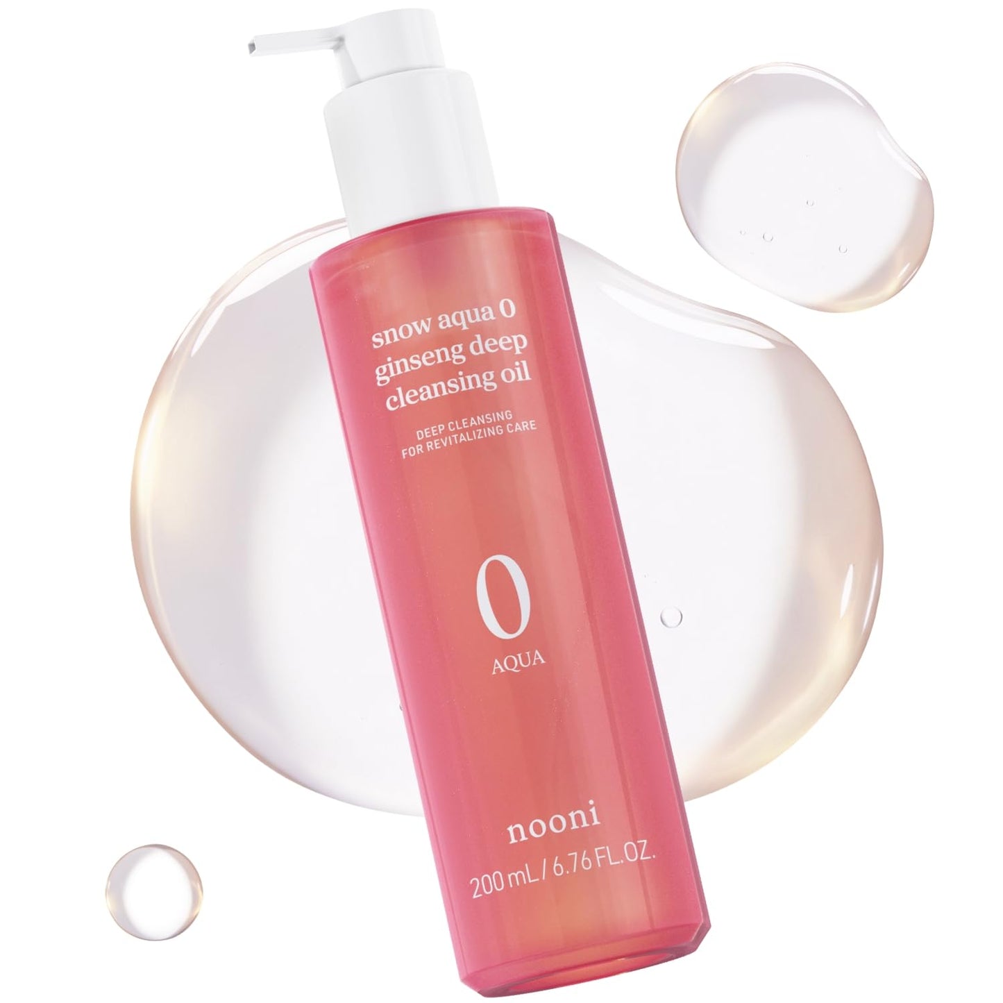 NOONI Korean Cleansing Oil - Snow Aqua 0 Ginseng Deep Cleansing Oil | Makeup Blackhead Remover, Pore Care Control, Glass Skin, Helps Control Sebum, Revitalizing Care, 6.76 Fl Oz