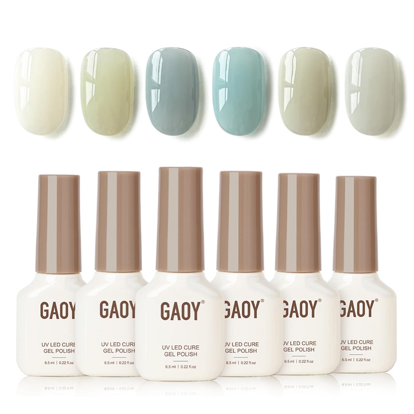 GAOY Coastal Breeze Jelly Gel Nail Polish Kit, 6 Soft Tones for Summer, Soak Off UV Cure Gel for DIY Manicure at Home and Salon