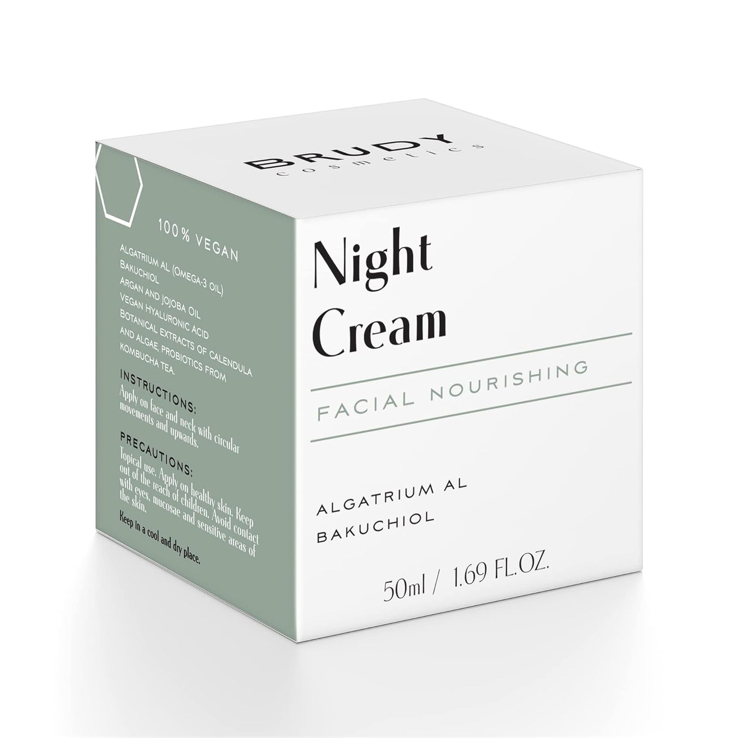 COSMETICS - Night Cream with Hyaluronic Acid, Bakuchiol and DHA. Anti-Wrinkle Cream, Moisturizes and Restores Oily and Combination Skin. Natural, Vegan and Cruelty Free Cosmetics. 50 ml
