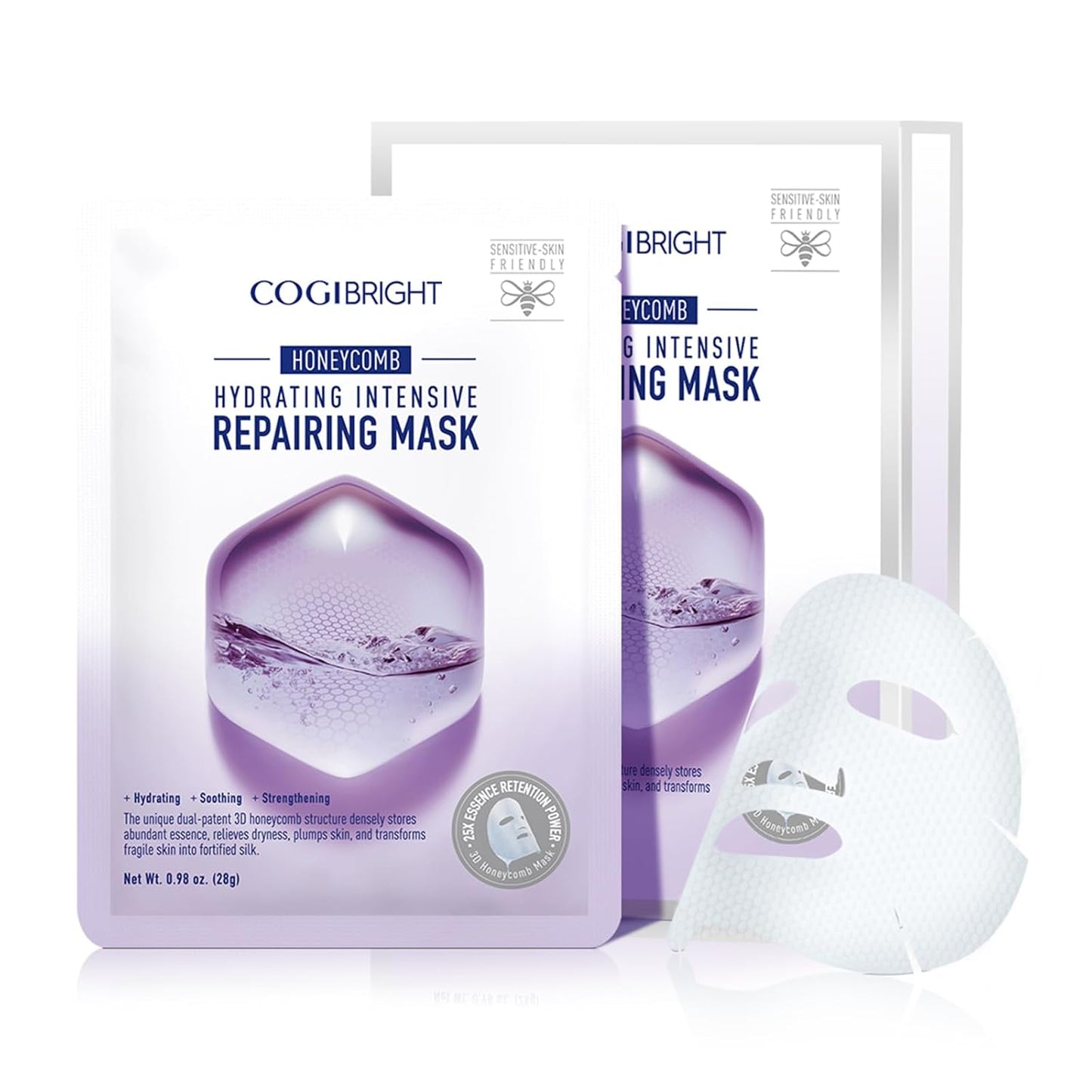 Facial Mask Sheet, Hydrating & Soothing Sheet Mask, Moisturizing Strengthening Skin Care Mask Sheets for Dry Skin & Sensitive Skin, Suitable for All Skin Types, 6 Sheets