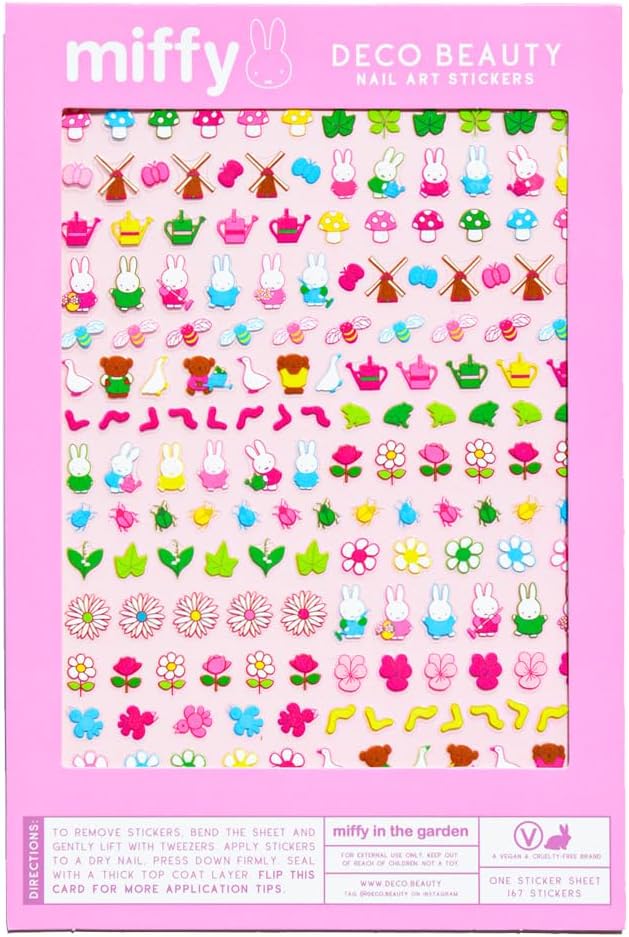 Deco Beauty Miffy in the Garden Nail Stickers - Lightweight & Easy-to-Apply Nail Art with Trendy Designs - Durable & Long-Lasting Nail Stickers for Women, Ideal for DIY Manicures & Salon-Quality Nails