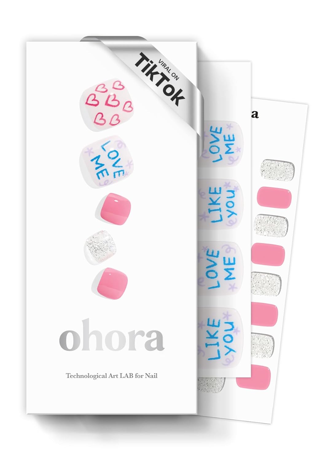 ohora Semi Cured Gel Pedicure Strips (P Sweetie Pie) - Works with Any Nail Lamps, Salon-Quality, Long Lasting, Easy to Apply & Remove - Includes 2 Prep Pads, Nail File & Wooden Stick