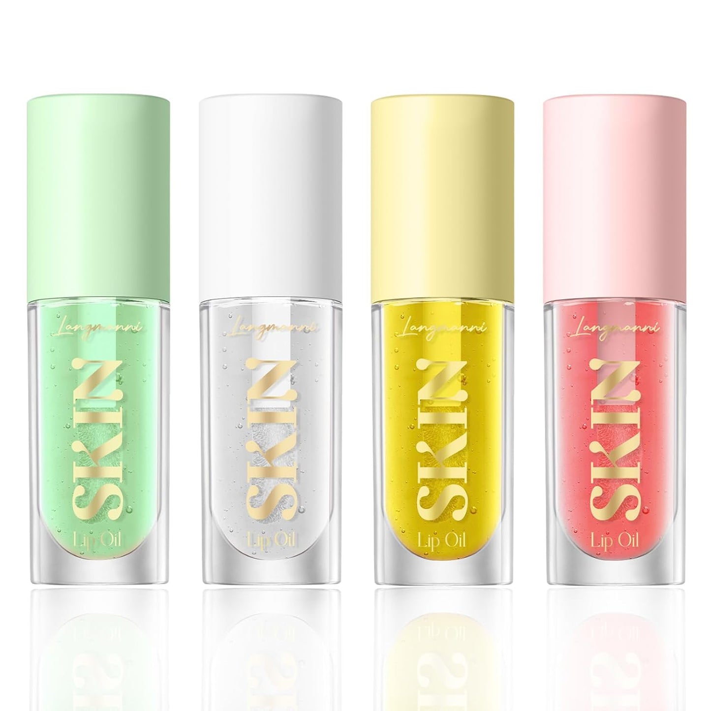 Plumping Lip Oil 4 Packs Hydrating Lip Glow Oil Fruit Extract Lip Gloss Moisturizing Lip Balm and Tinting for Dry Lips