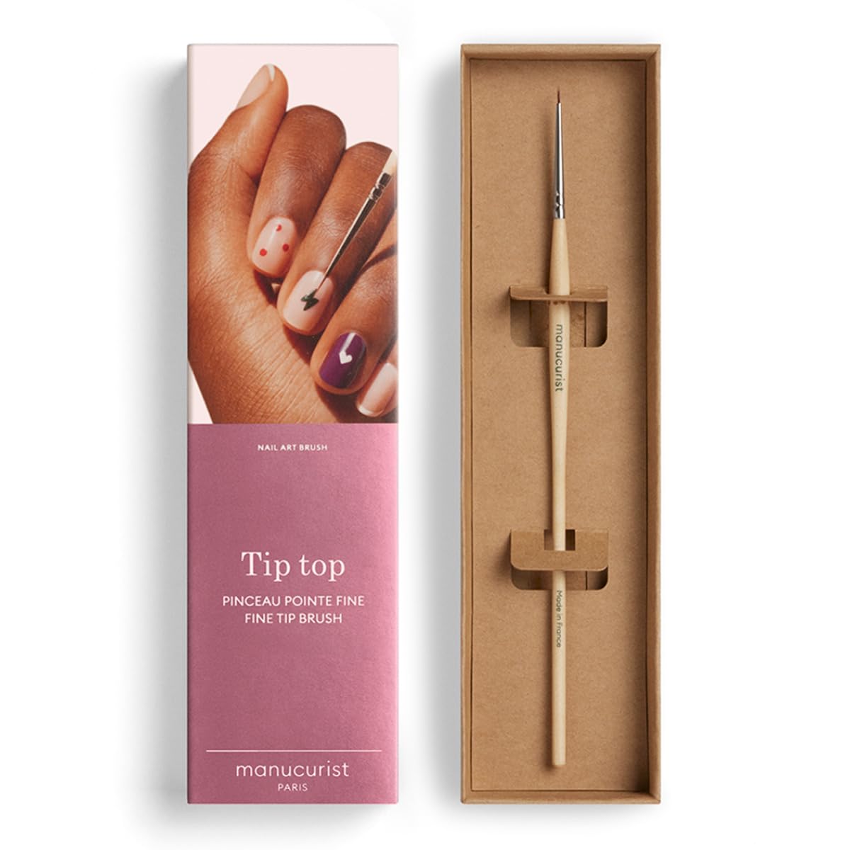 Manucurist Nail Art Liner Brush - Ultra-Fine Tip with Long Flexible Bristles - Wooden Handle - French Tip Tool - Nail Design Tools for Precise Nail Arts - Made in France