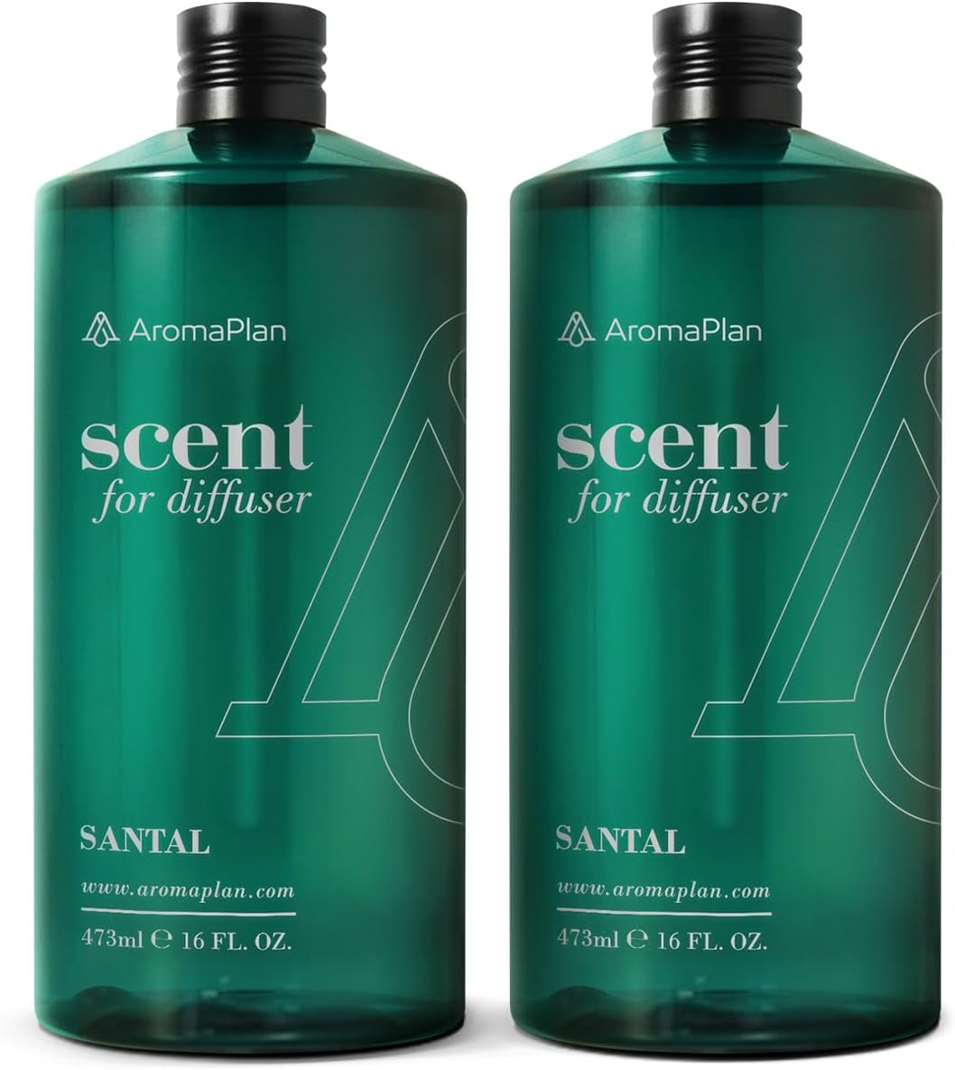 AromaPlan Hotel Scents Santal 16 Fl Oz 2 Pack (946ml), Home Luxury Aroma & Hotel Fragrance Diffuser Oil- Hotel Diffuser Oil for Aromatherapy- USA Made, Bigger Bottle, Bolder Aroma & Longer Lasting