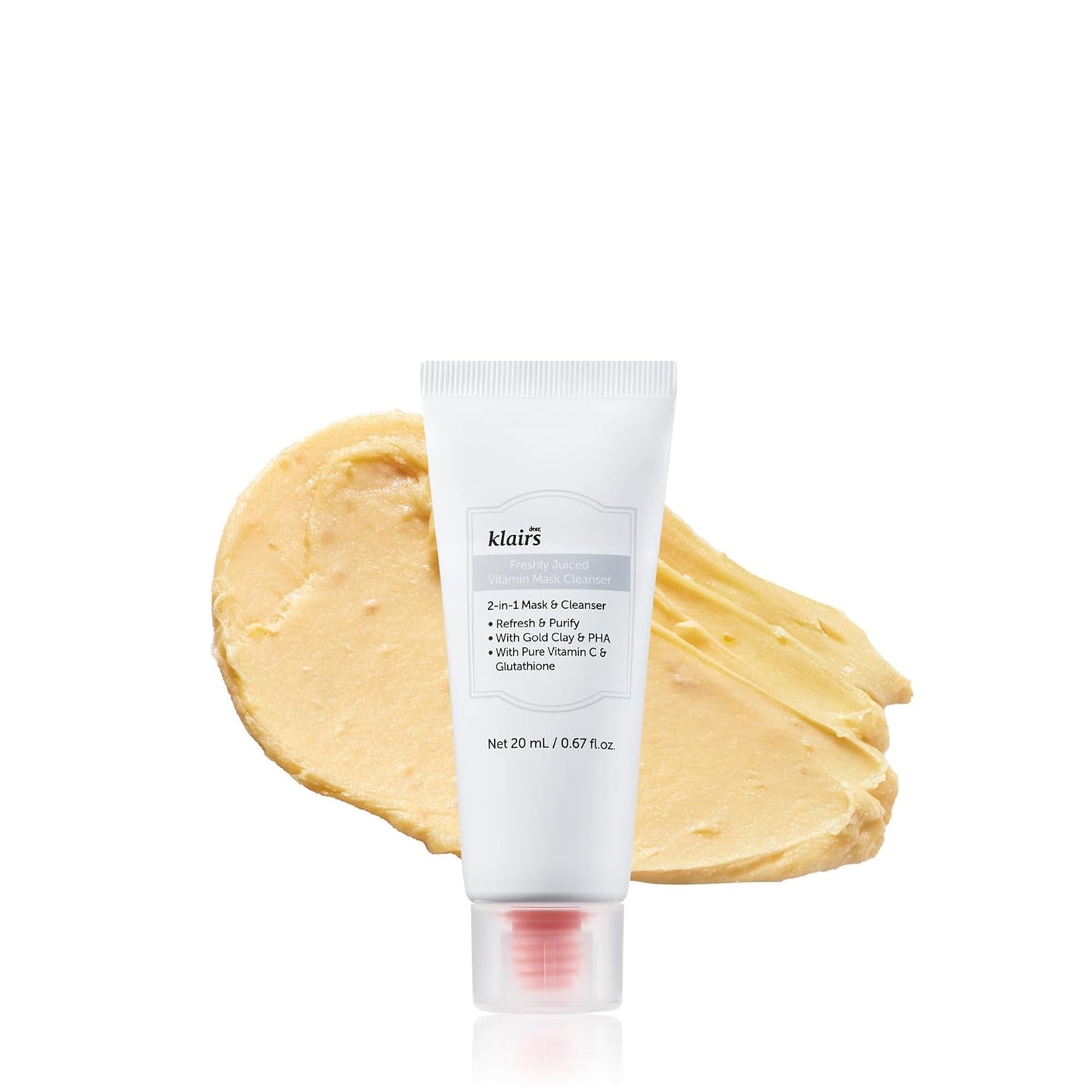 DearKlairs Freshly Juiced Vitamin Clay Mask Cleanser, Deep Pore Wash, Clear Radiant Skin, Glutathione, PHA, Niacinamide (0.67 fl.oz (Pack of 1))