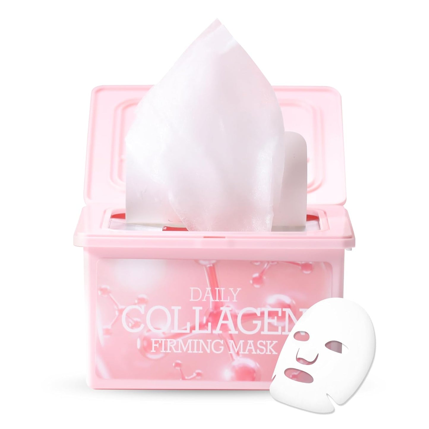 tenzero Daily Collagen Firming Mask (30 Sheets), Hydrating & Firming Facial Mask, Skin Elasticity Enhancement with Collagen and Microbiome, Plant-based Cellulose Mask, For Daily Use, Korean Skincare