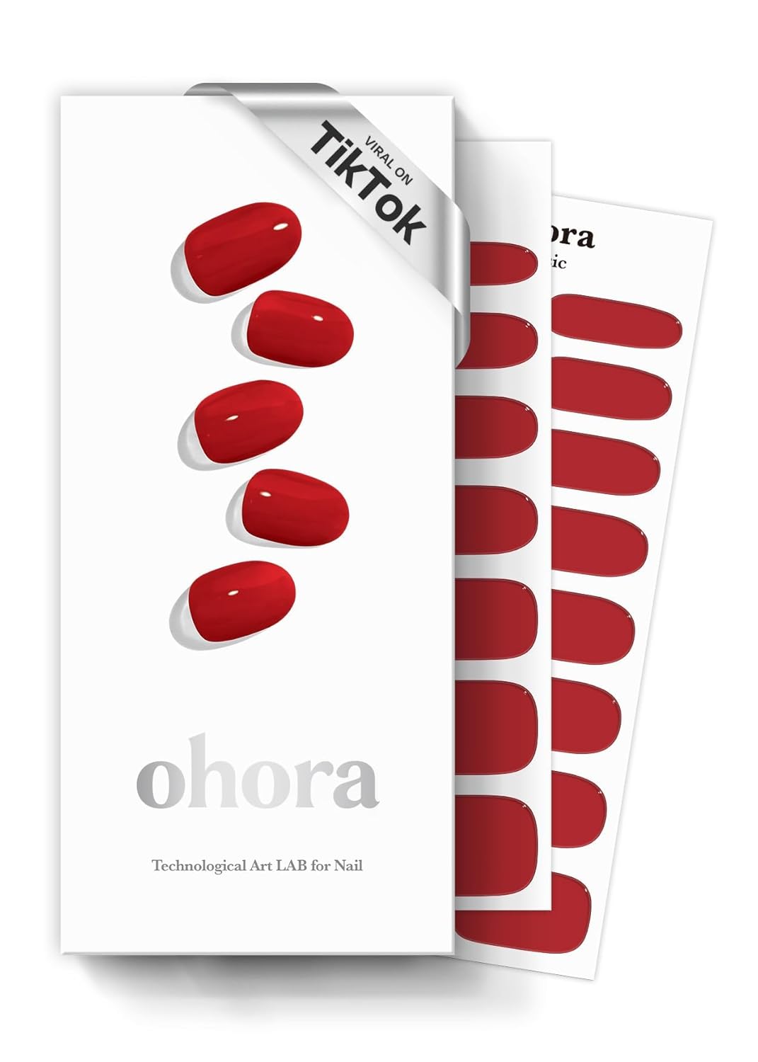 ohora Semi Cured Gel Nail Strips (N Addict) - Works with Any Lamps, Salon-Quality, Long Lasting, Easy to Apply & Remove - Includes 2 Prep Pads, Nail File & Wooden Stick