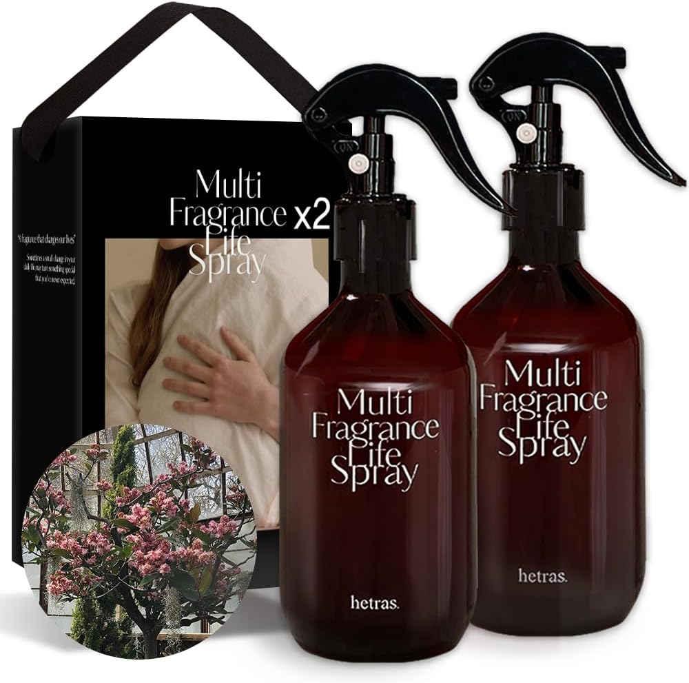 hetras Multi Fragrance Life Spray 10.14 fl oz x 2 Pack | Flower Shop - Flowers & Green Grass Scent | Non-Aerosol Odor Freshener Room Mist for Room, Closet, Fabric | Infused with Essential Oils