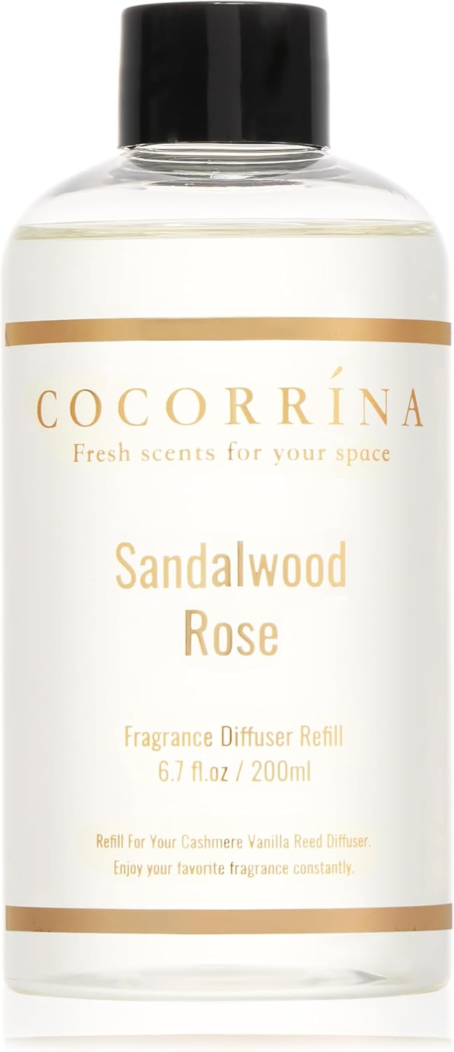 COCORRÍNA Refill - Sandalwood Rose 6.7 Fl.oz Reed Diffuser Refill with 8 Sticks