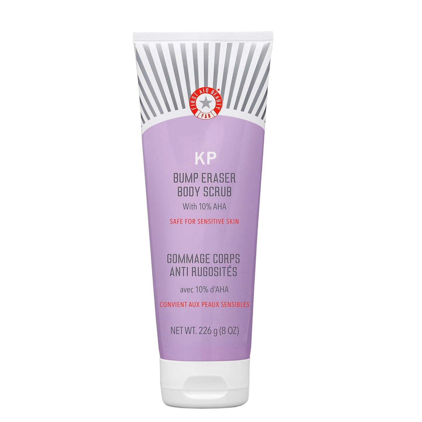 First Aid Beauty KP Bump Eraser Body Scrub with 10% AHA, Keratosis Pilaris Skin Exfoliator with Glycolic and Lactic acids, Helps Reduce Chicken Bumps, Safe for Sensitive Skin, 8 oz