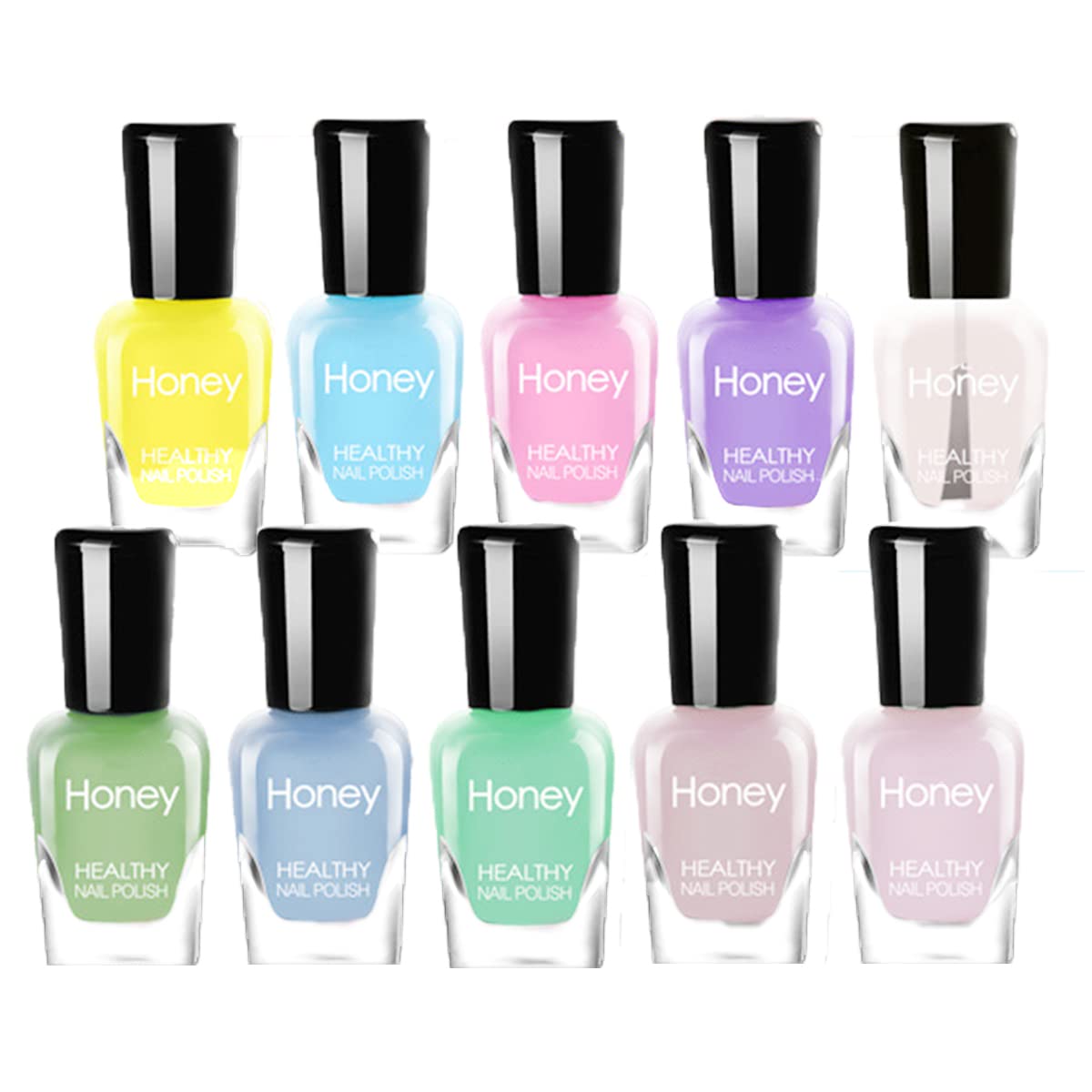 Non Toxic Easy Peel Off and Fast Dry Nail Polish Set for Pack, Eco Friendly & Organic Water Based Nail Polish for Women,Teens,Kids (10 Bottles)