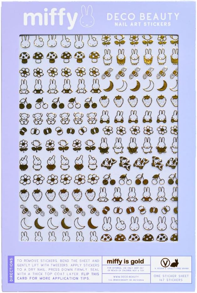 Deco Beauty Miffy is Gold Nail Stickers - Lightweight & Easy-to-Apply Nail Art with Trendy Design - Durable & Long-Lasting Nail Stickers for Women, Ideal for DIY Manicures & Salon-Quality Nails